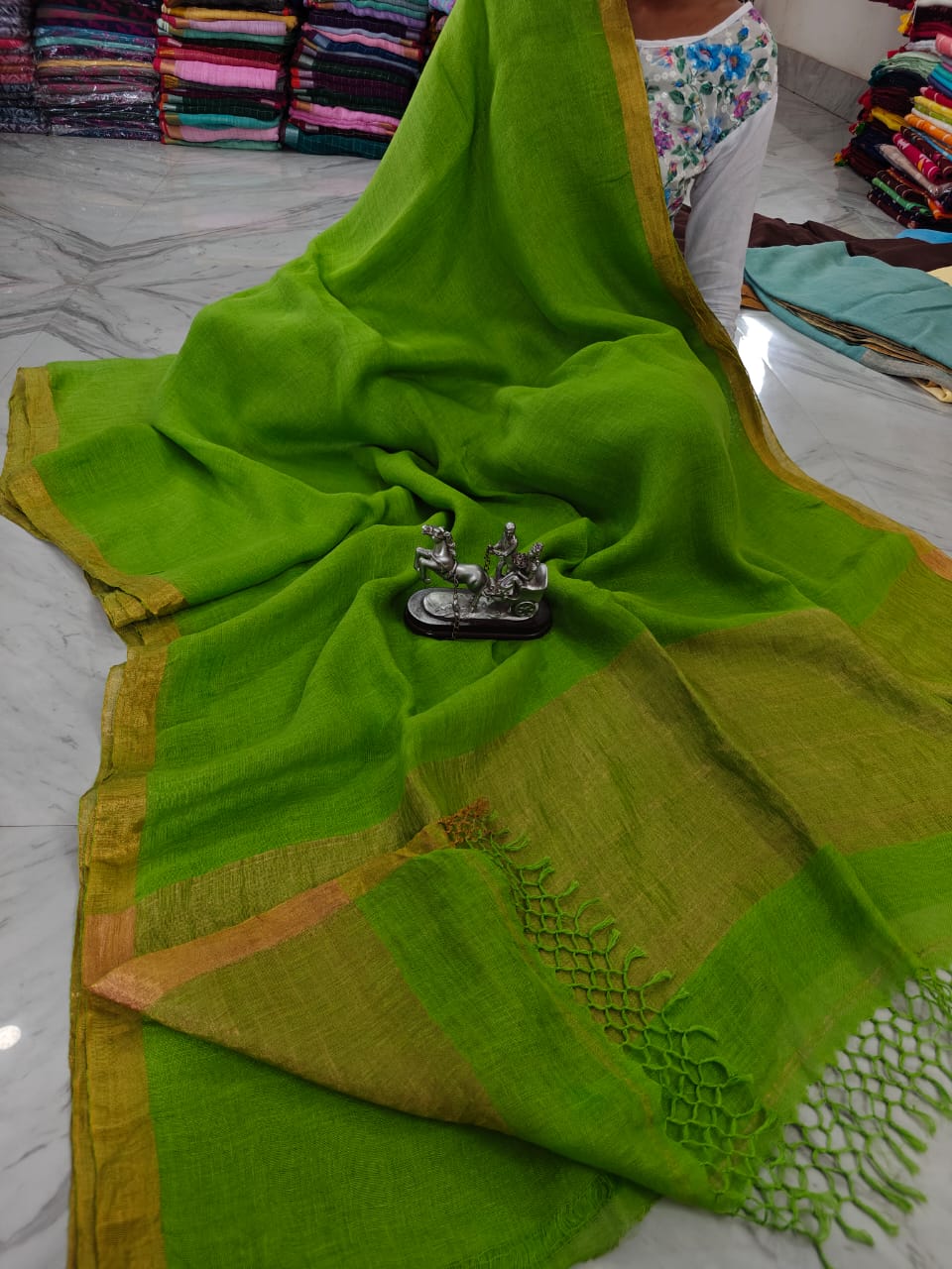 Linen with gold zari