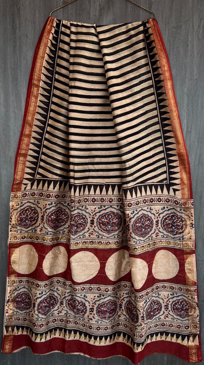 Maheshwari Silk Handloom Saree - Striped