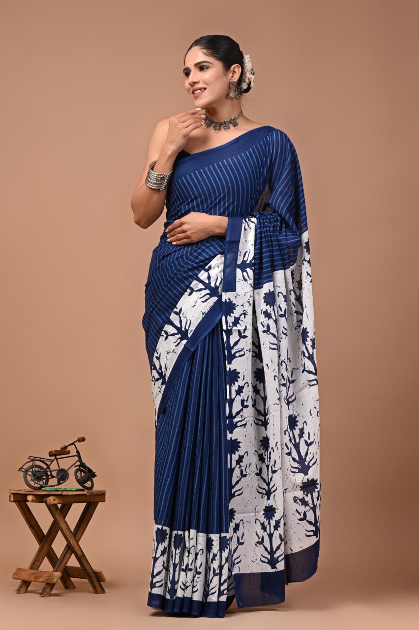 Mul Cotton Sarees - Blue Shades