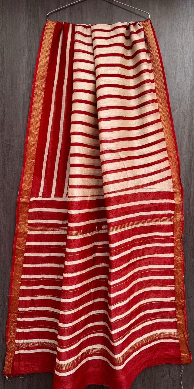Maheshwari Silk Handloom Saree - Striped