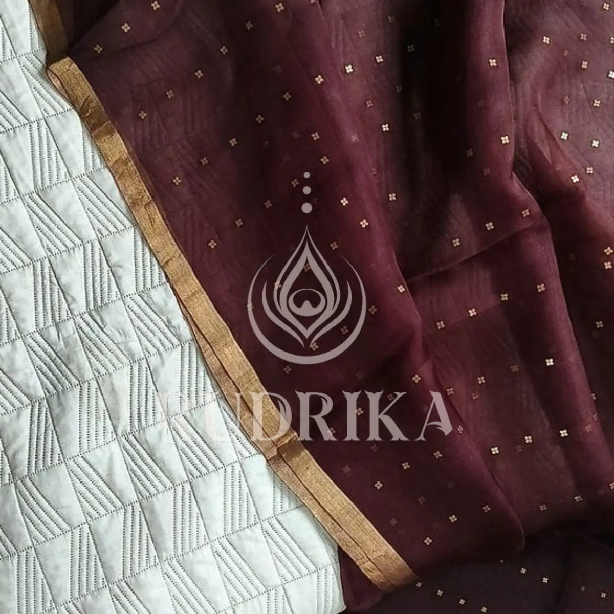 Bengal silk with needlework sequence - silk mark certified