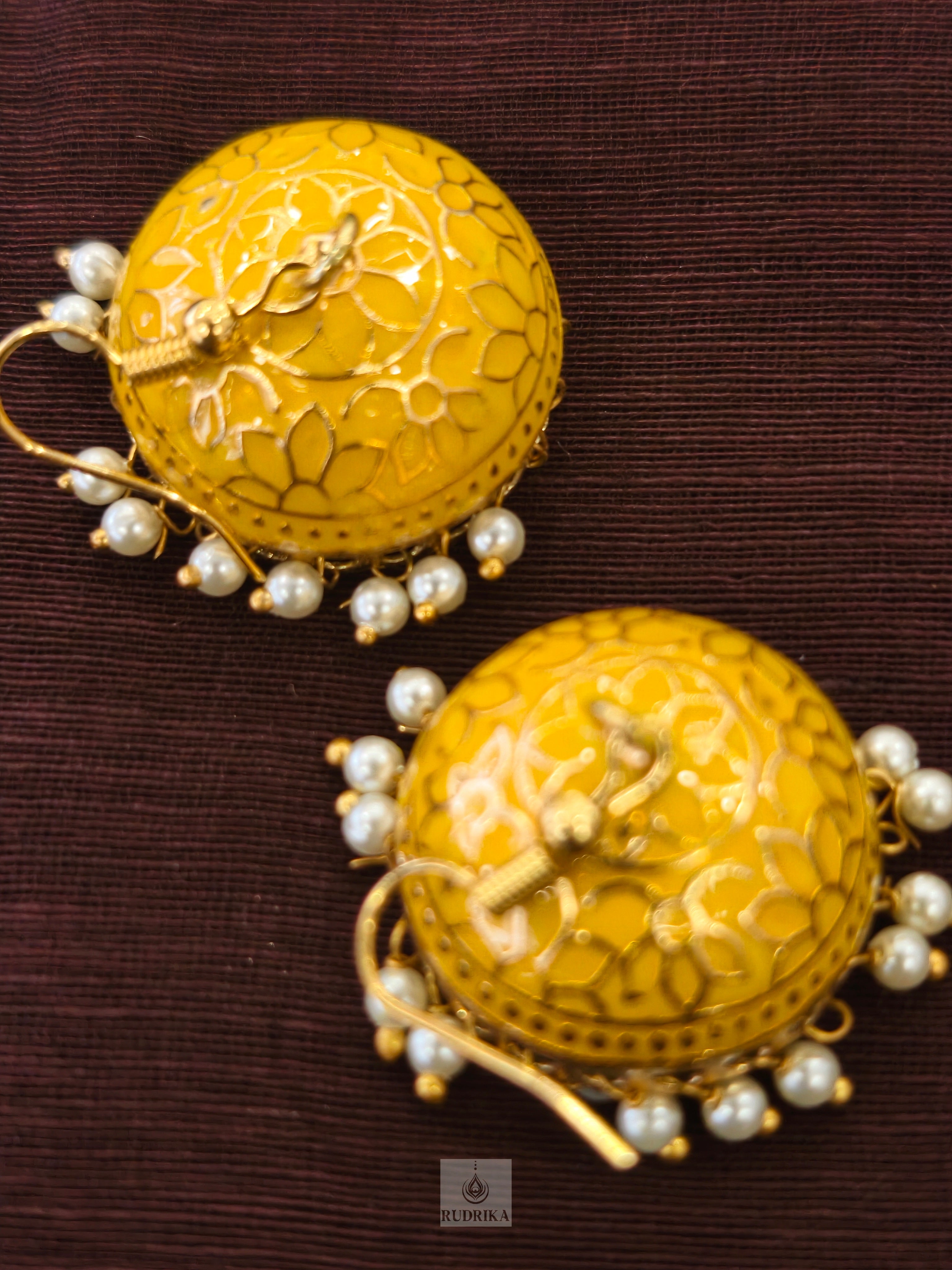 Meenakari jhumkas - single colour
