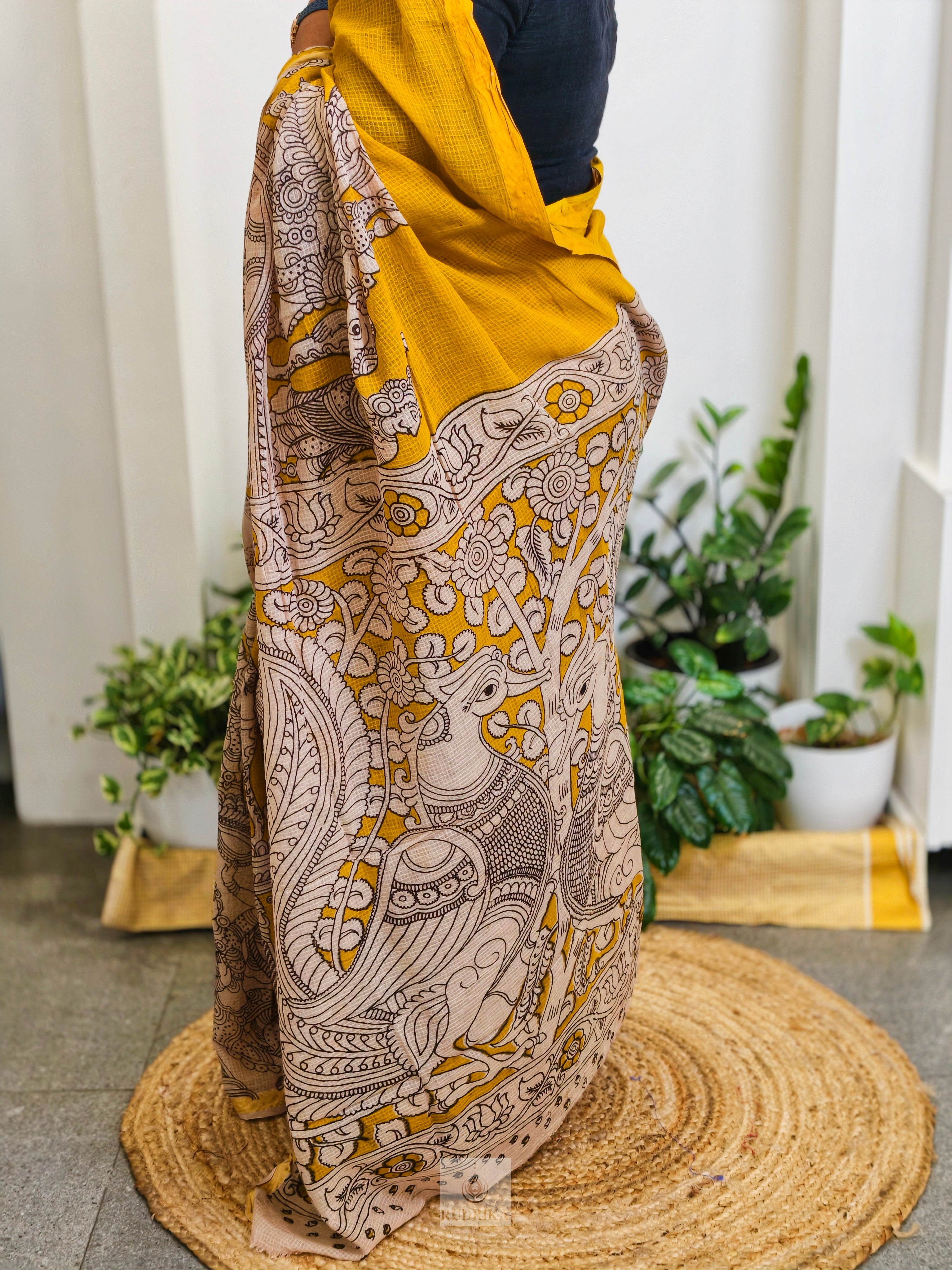 Kalamkari Kota Doria Saree