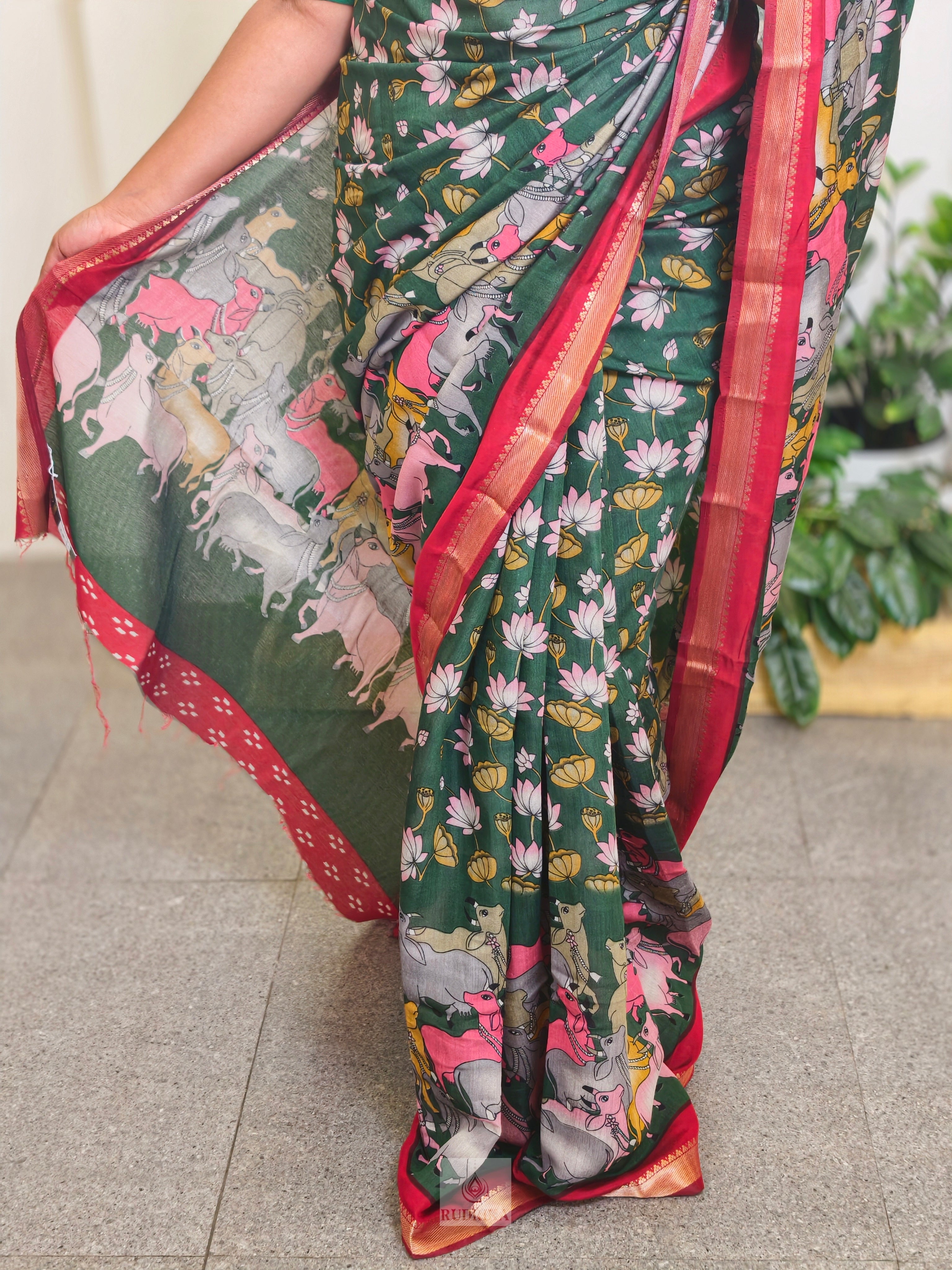 Poly Cotton Kalamkari Saree