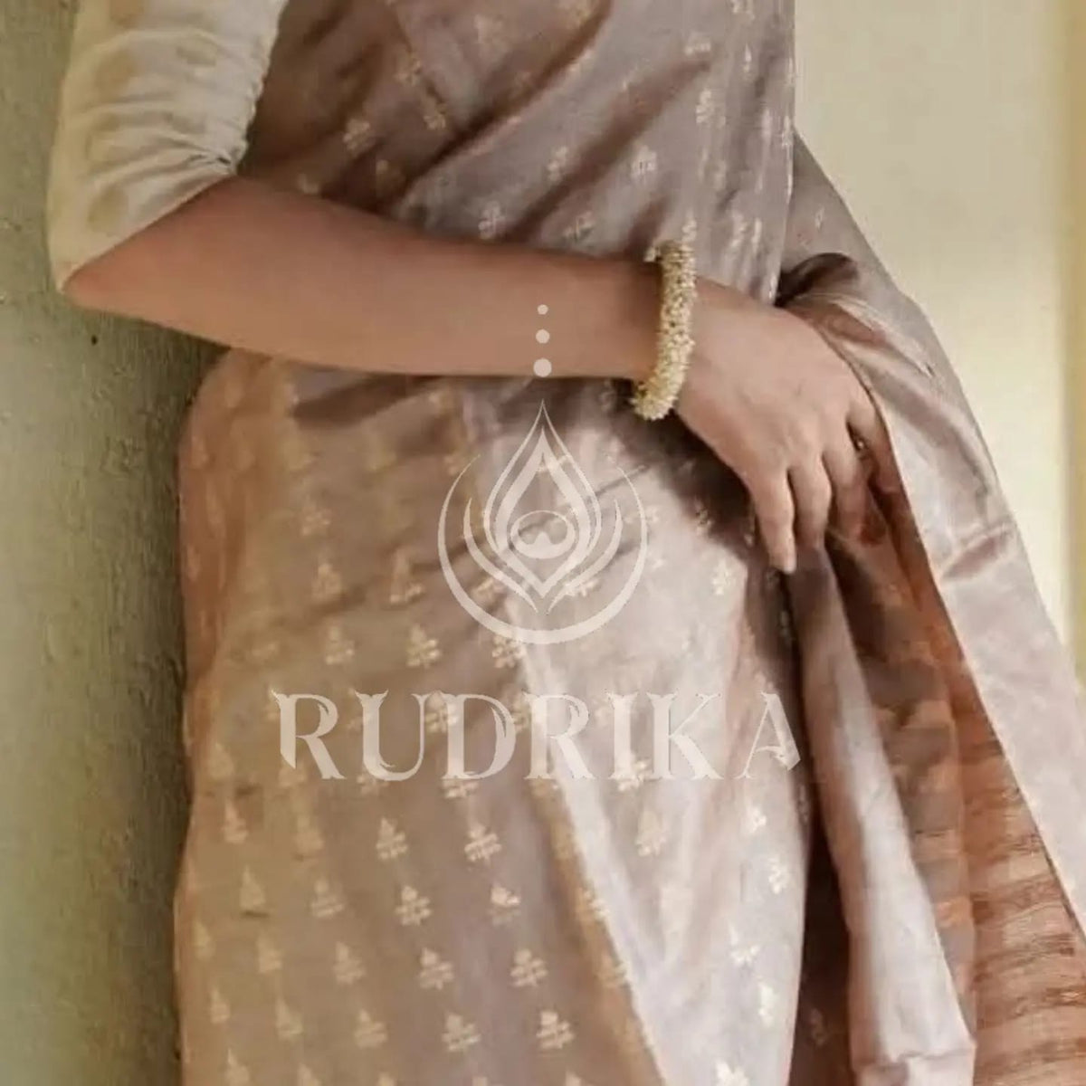 Semi Tussar with gold thread buttas