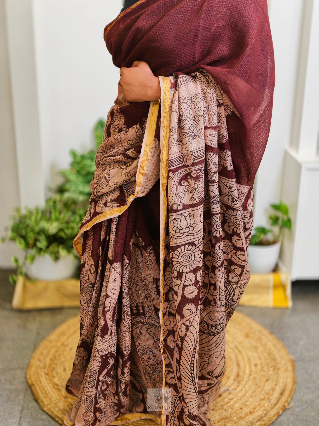 Kalamkari Kota Doria Saree