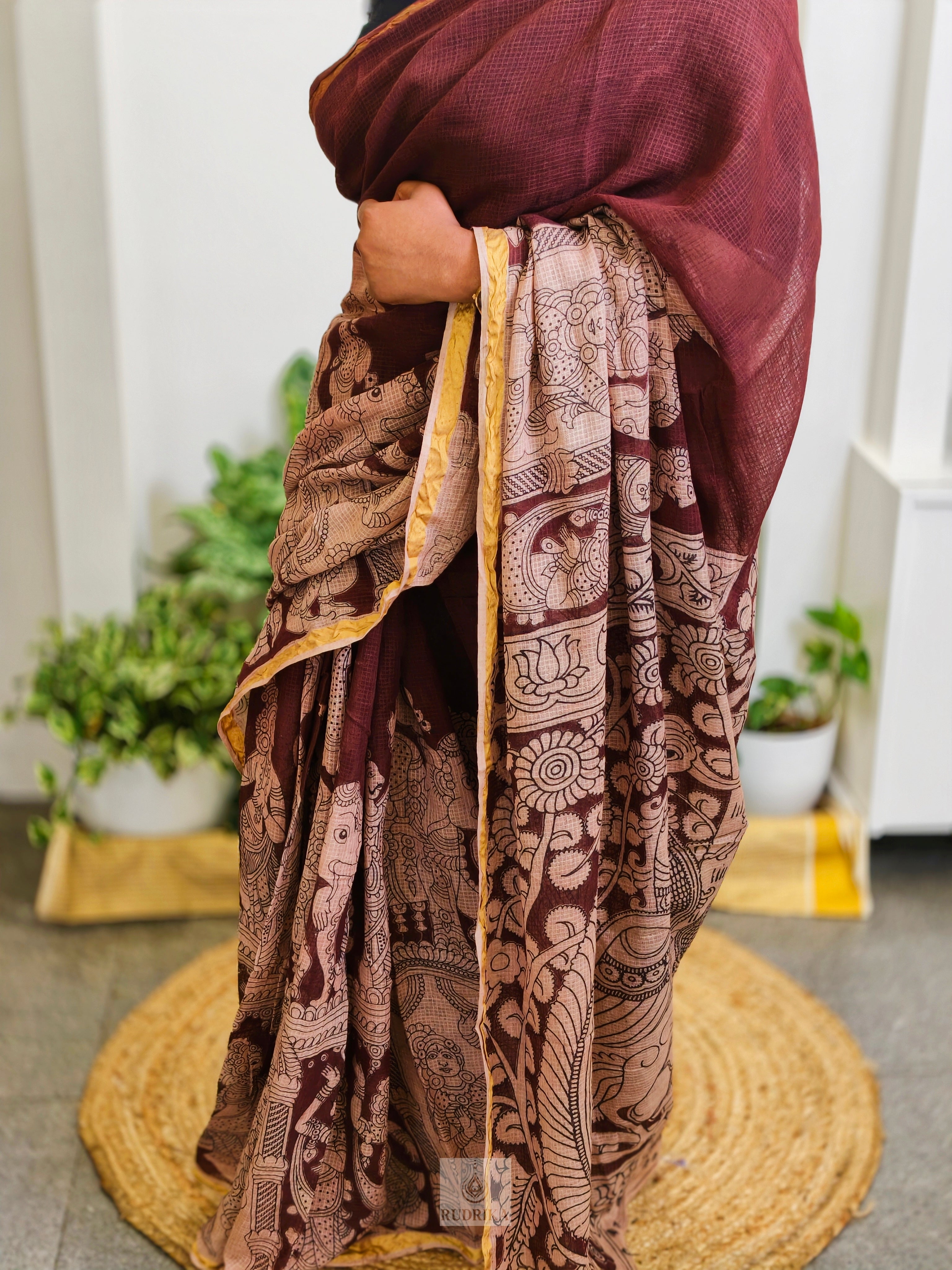 Kalamkari Kota Doria Saree