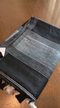 Linen - black and white thick stripes