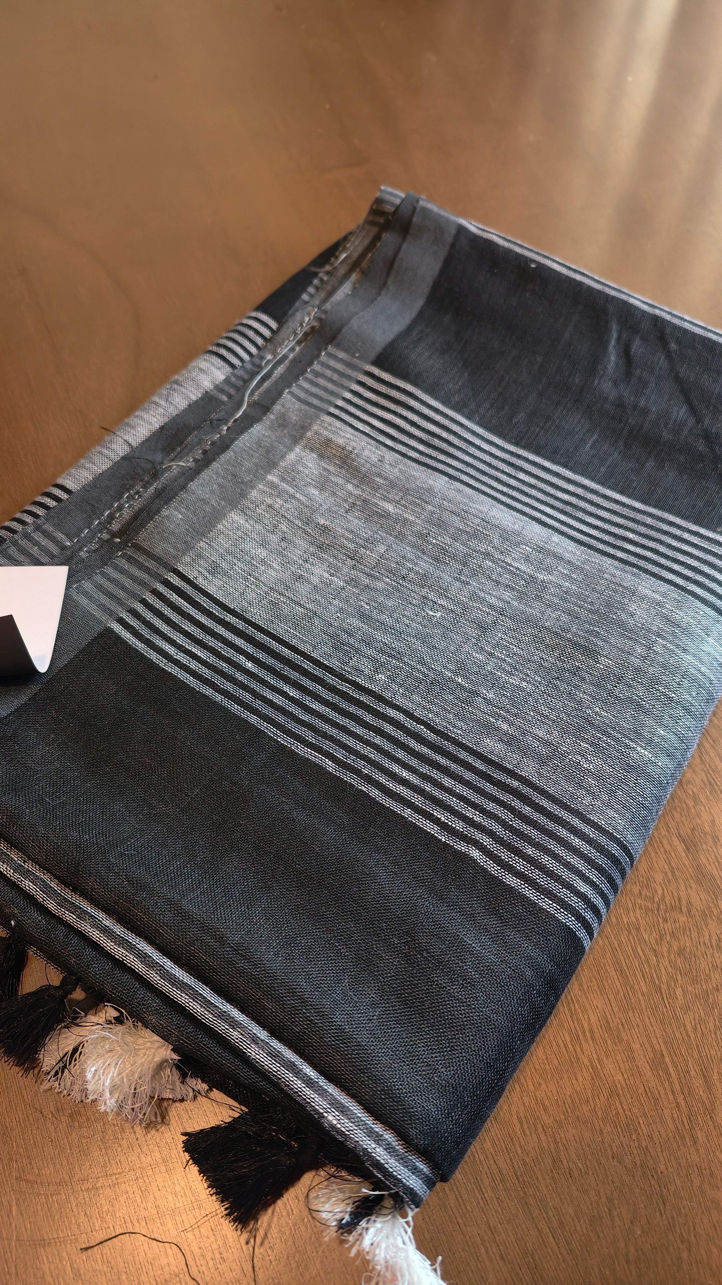 Linen - black and white thick stripes