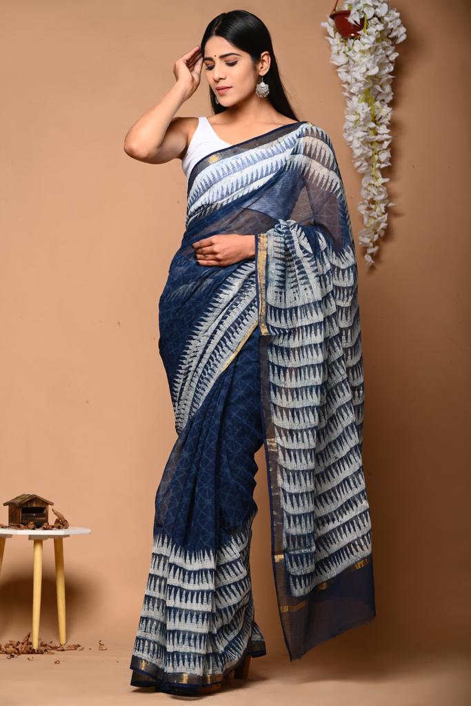 Kota Doria Sarees-Blue shades