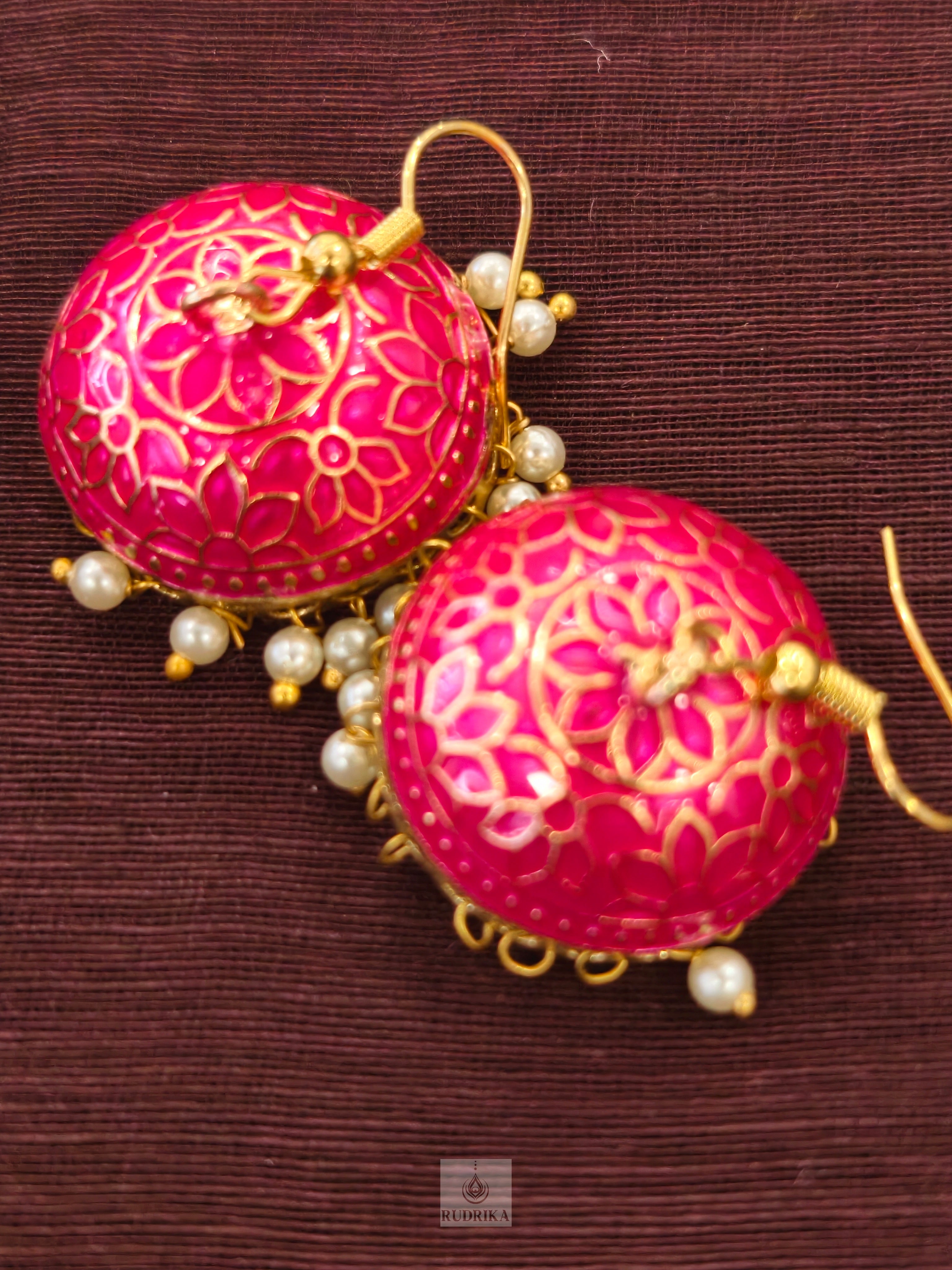 Meenakari jhumkas - single colour