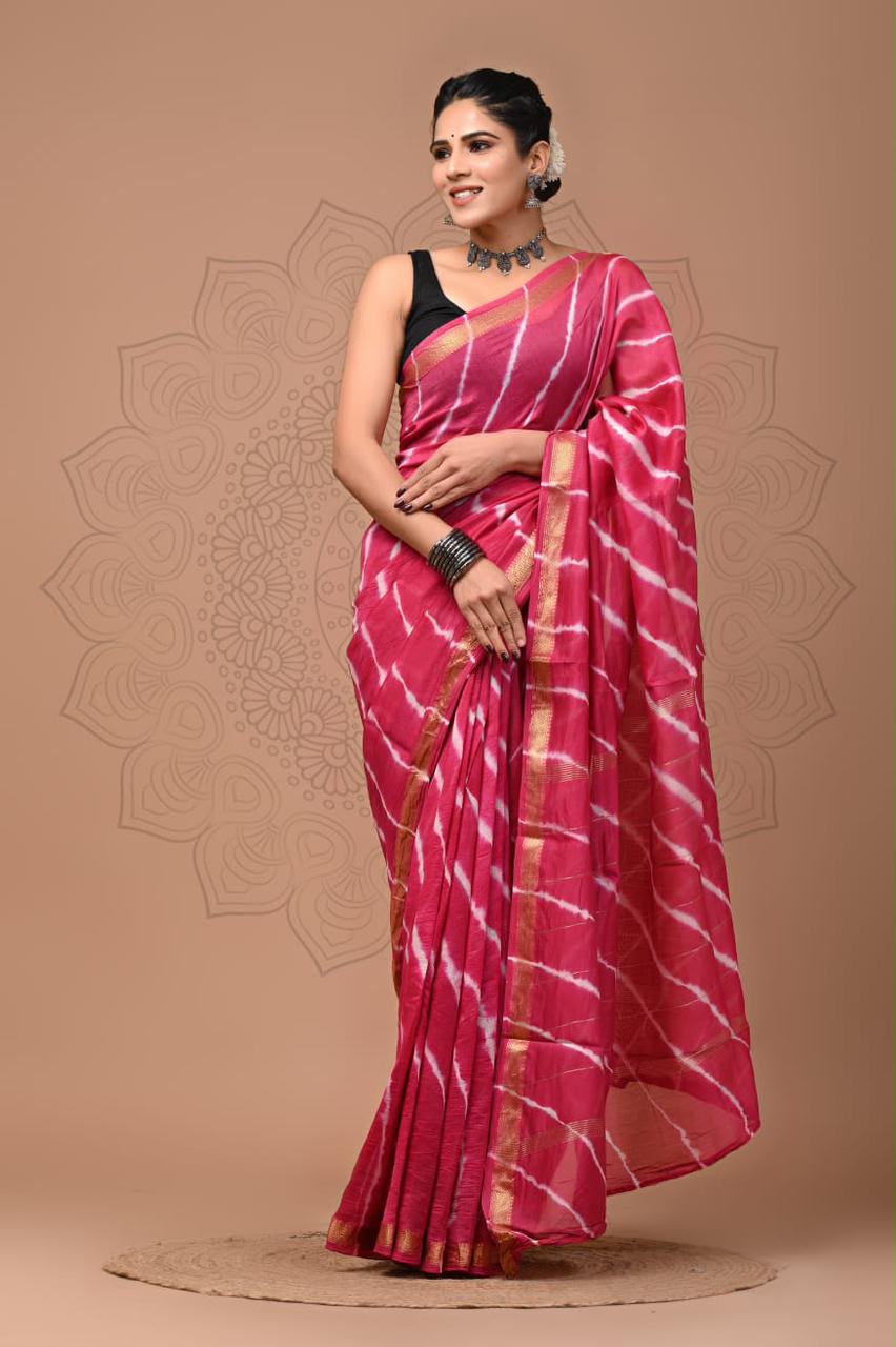 Maheshwari Silk Handloom Saree - Striped