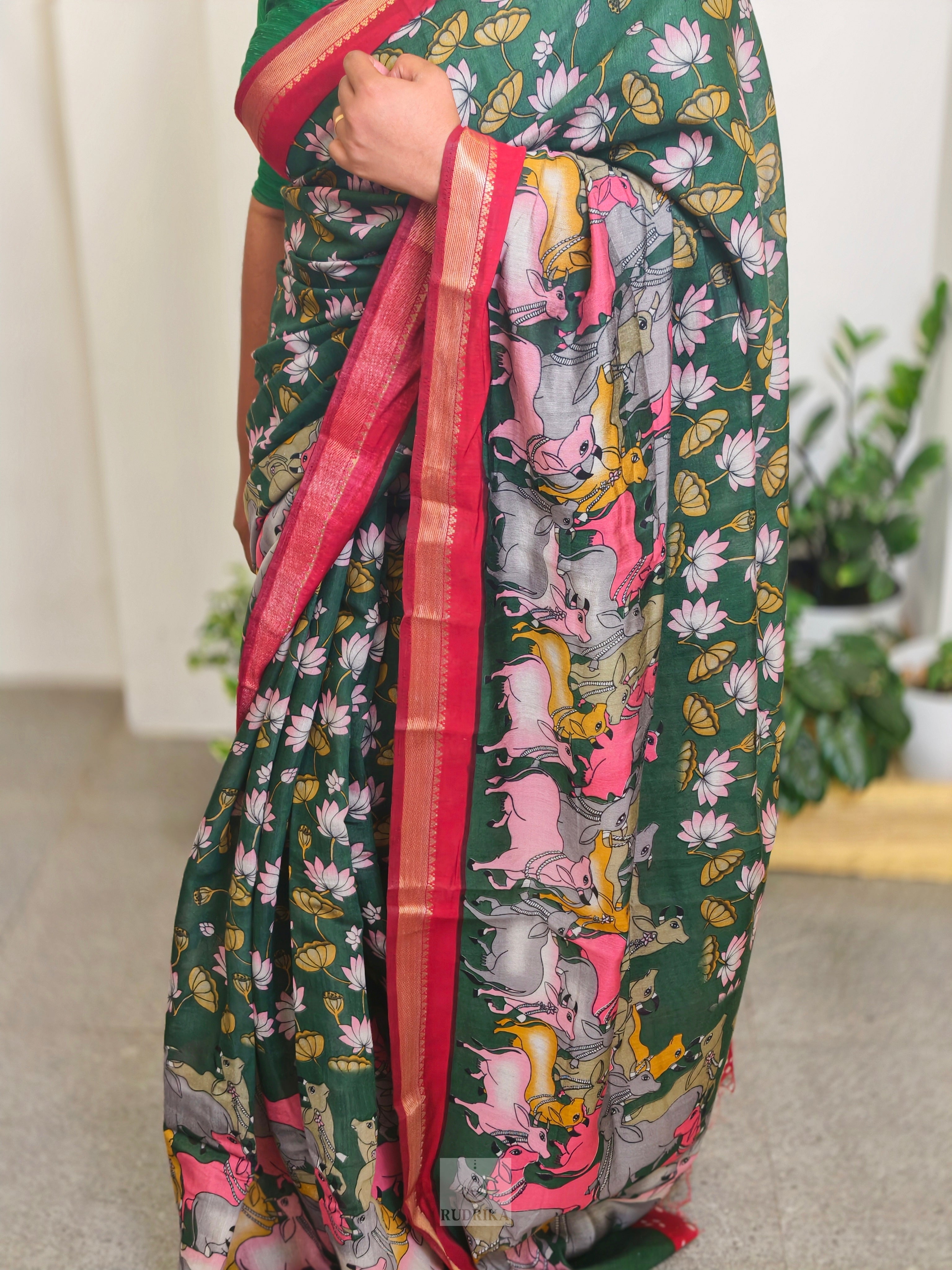 Poly Cotton Kalamkari Saree