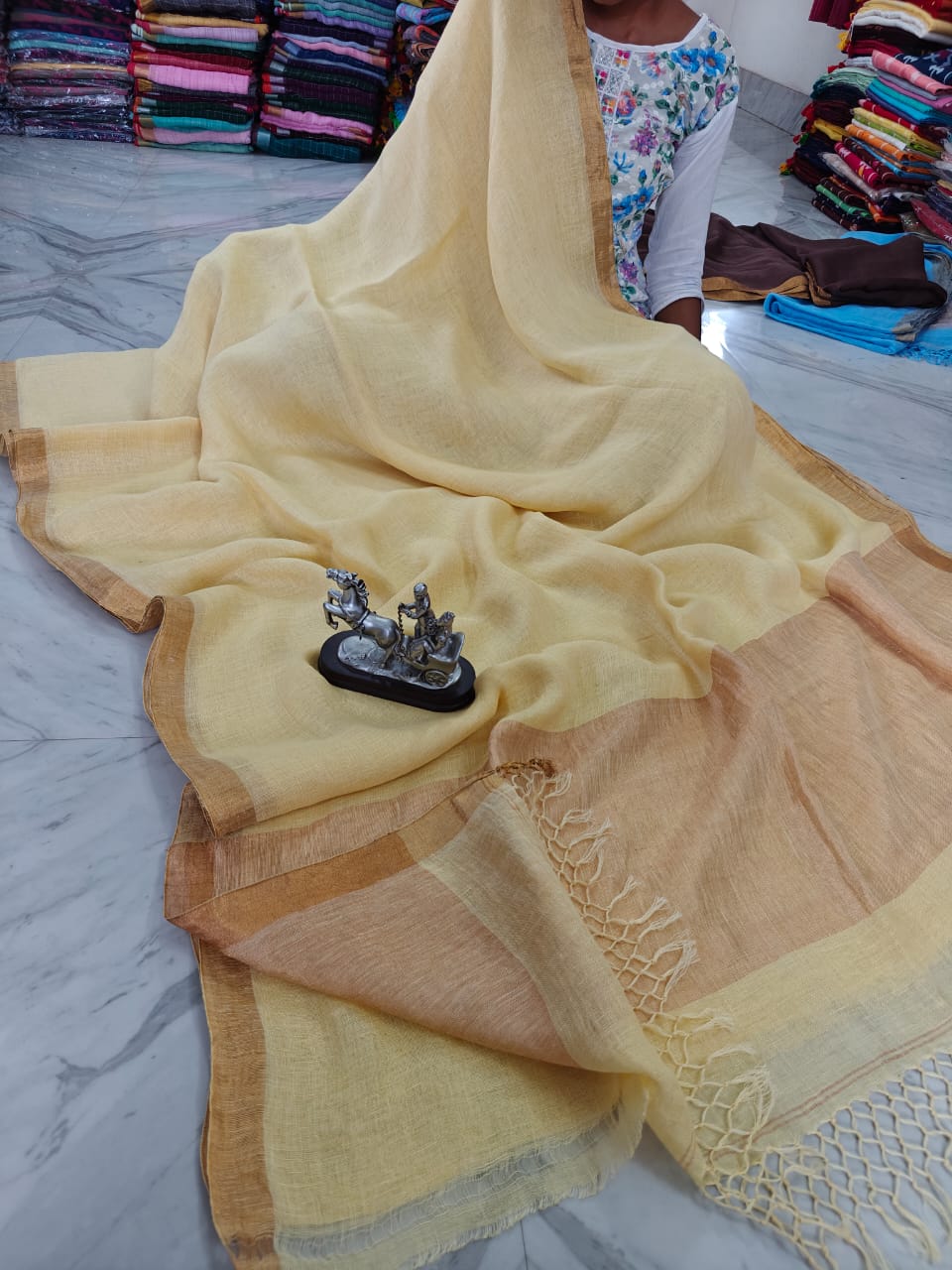 Linen with gold zari