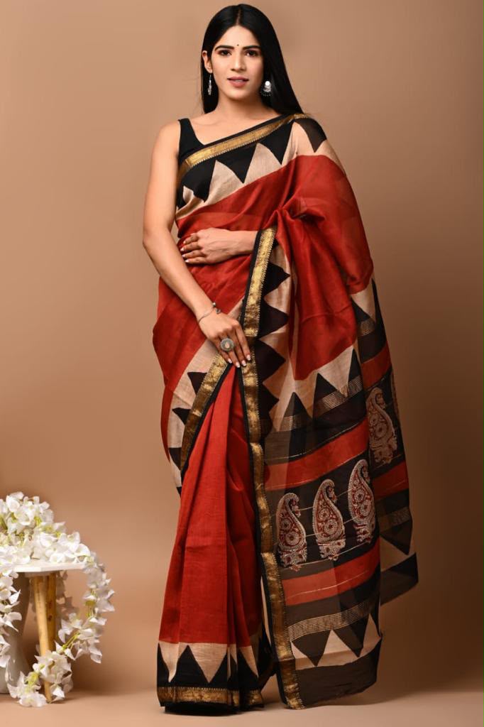 Maheshwari Silk Handloom -Geometric patterns