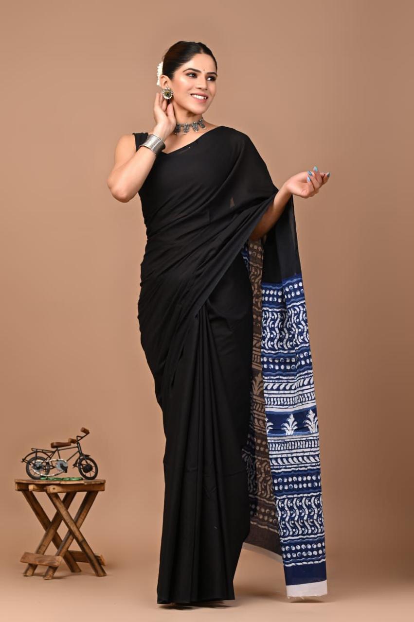 Mul Cotton Sarees- Black shades