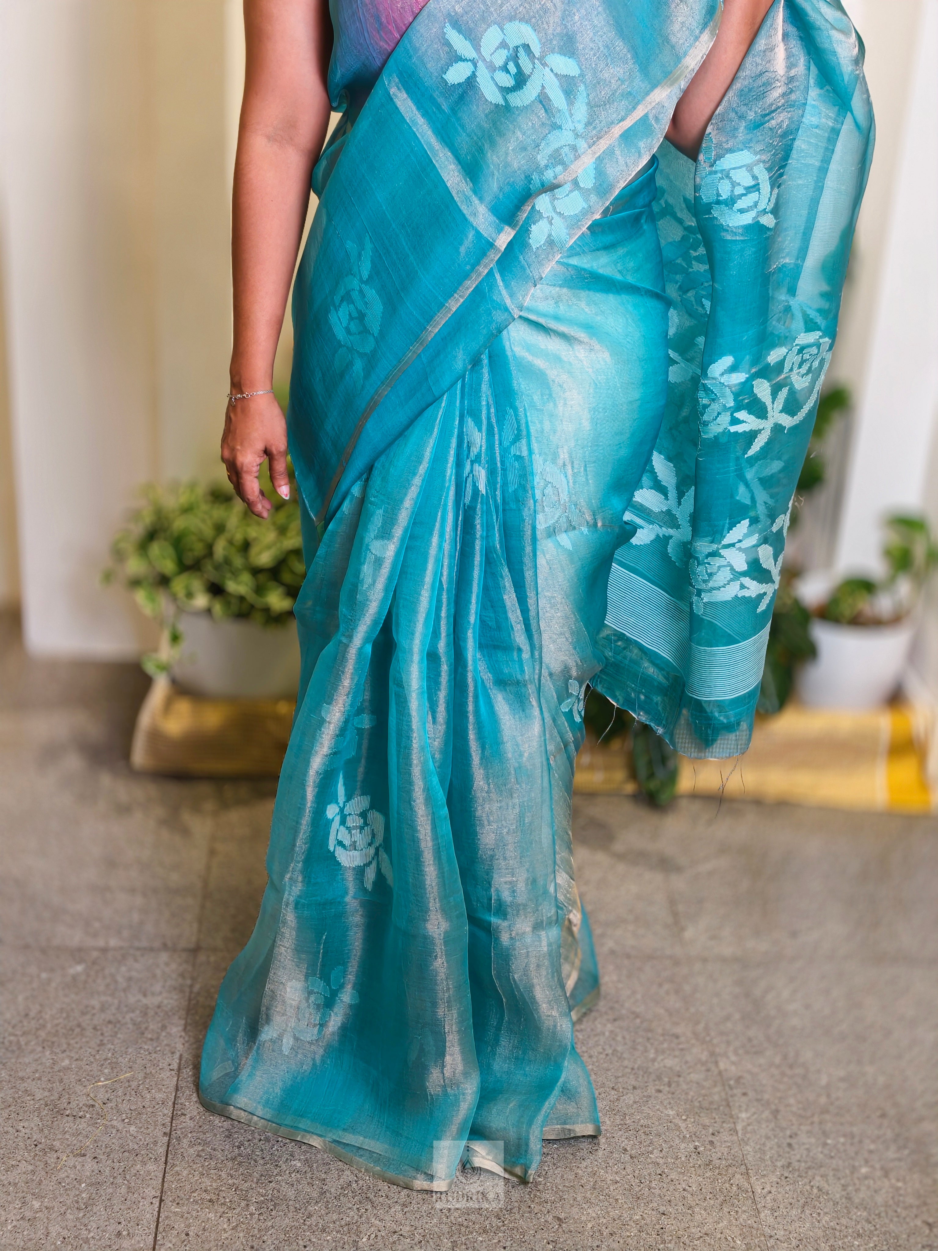 Jamdani Muslin-Tissue Silk Saree