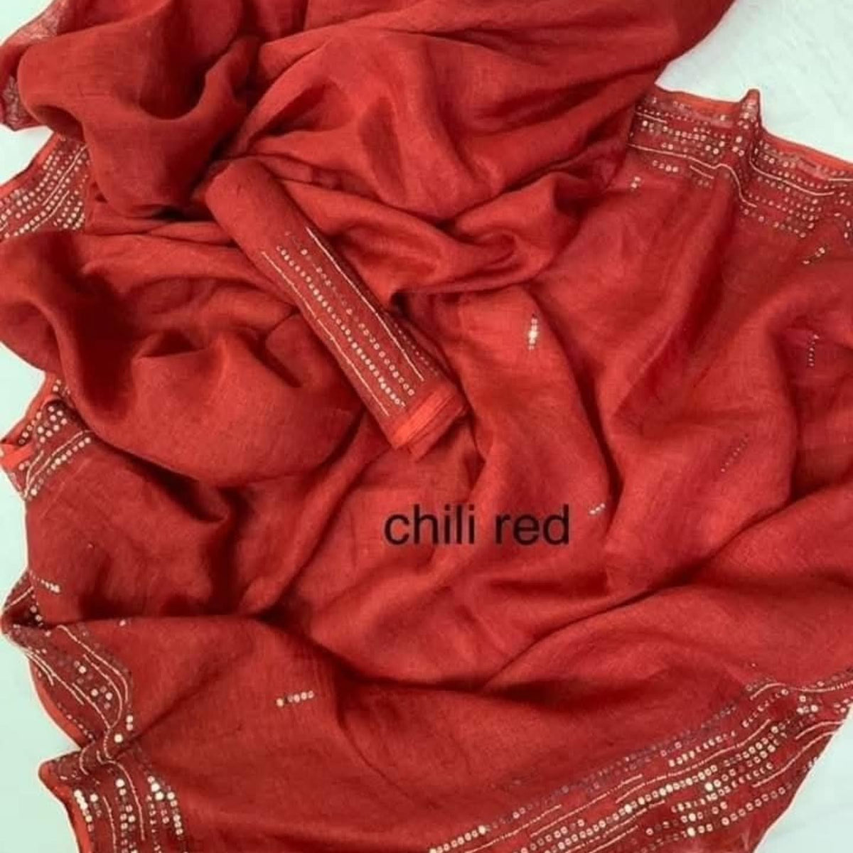 Linen with silver sequence