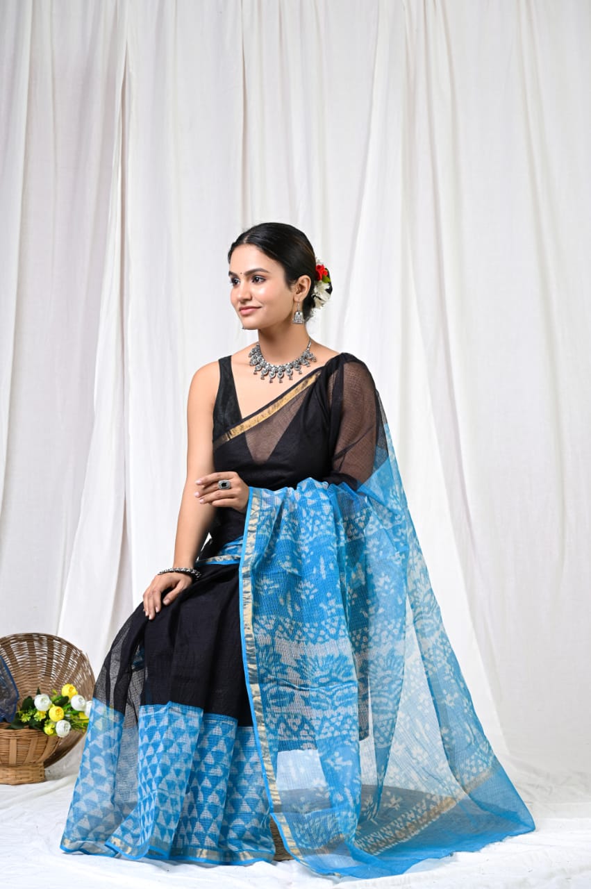 Kota Doria Sarees-Blue shades