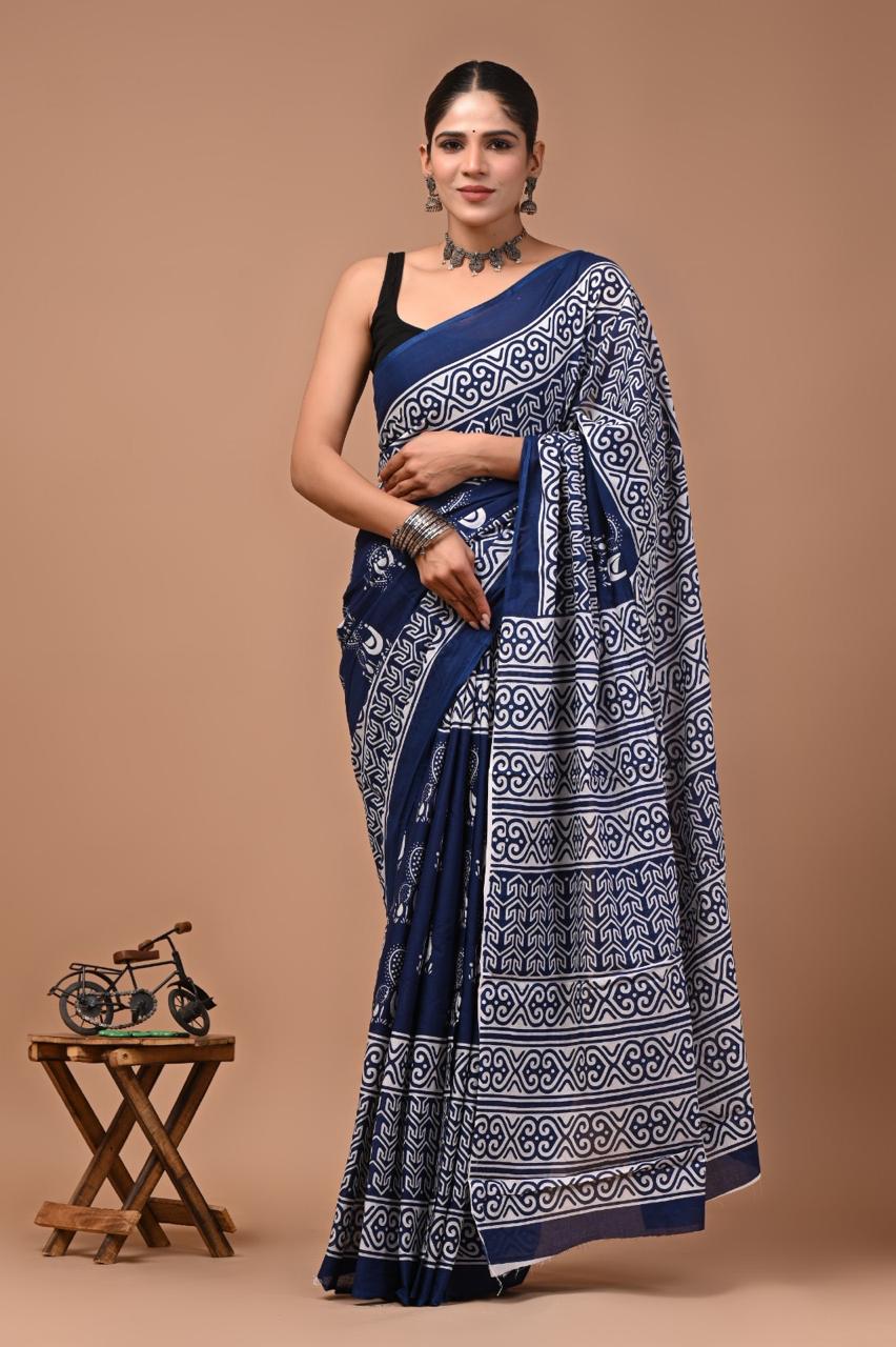 Mul Cotton Sarees - Blue Shades