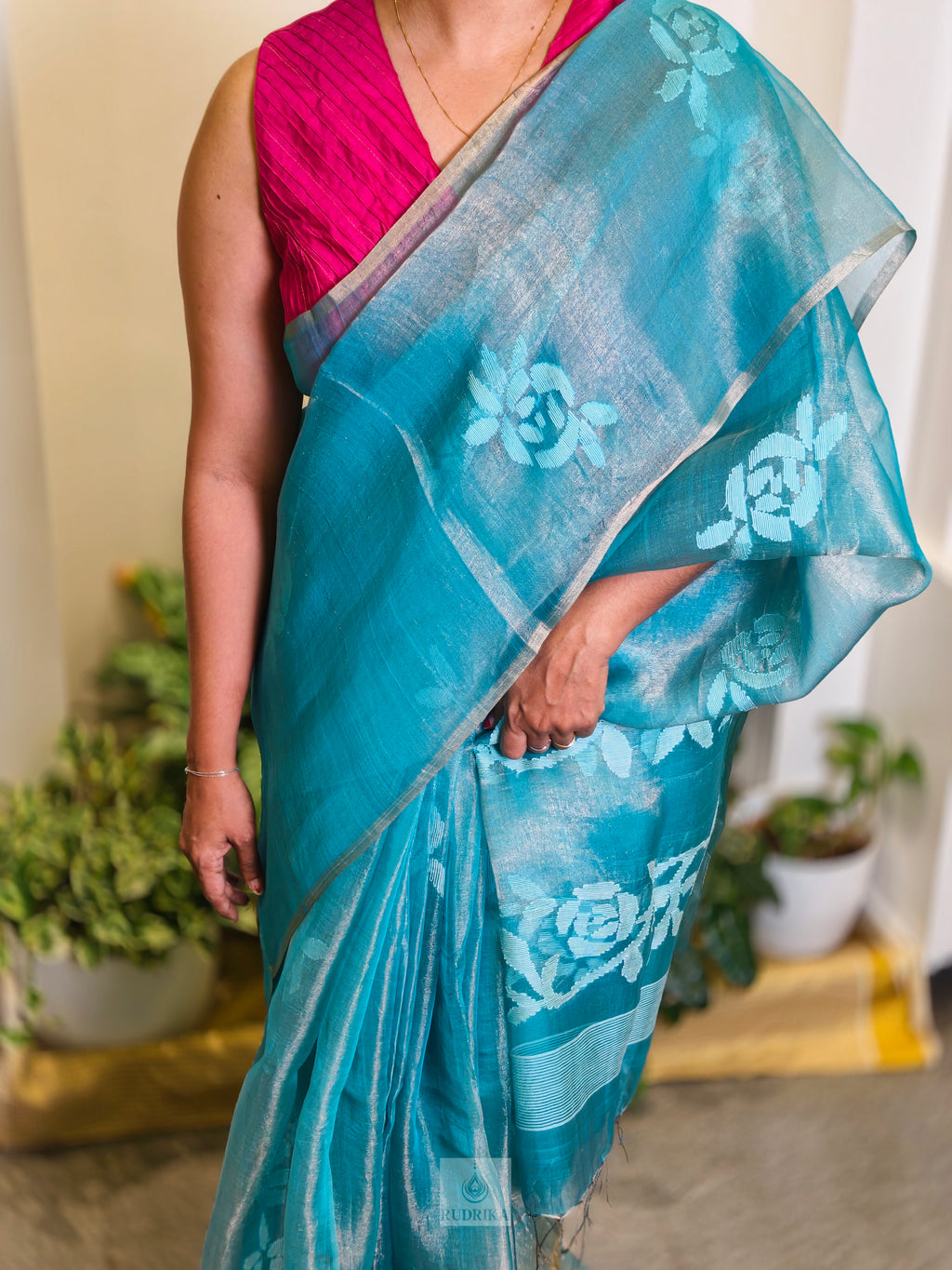 Jamdani Muslin-Tissue Silk Saree