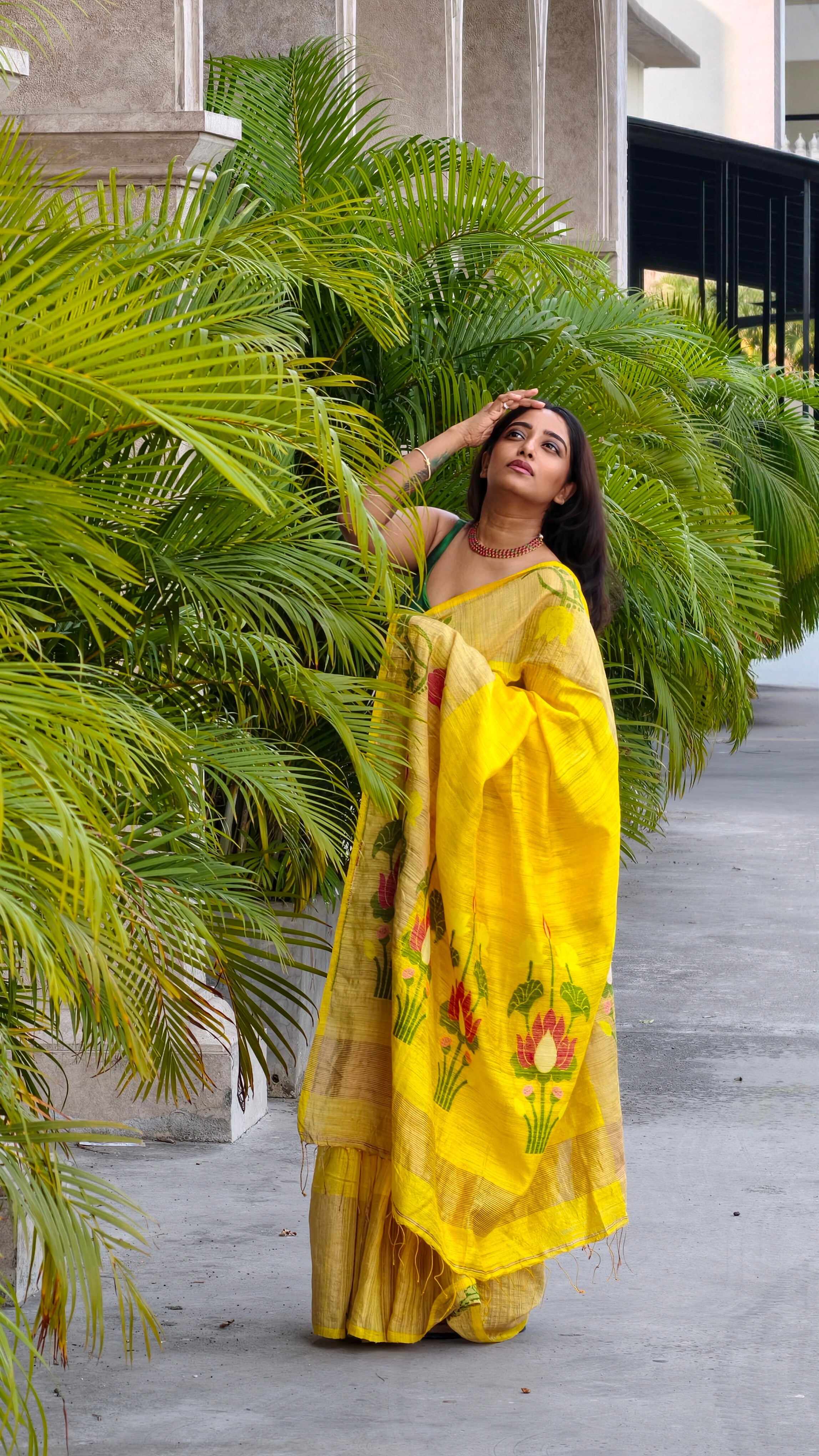 Matka silk saree - yellow
