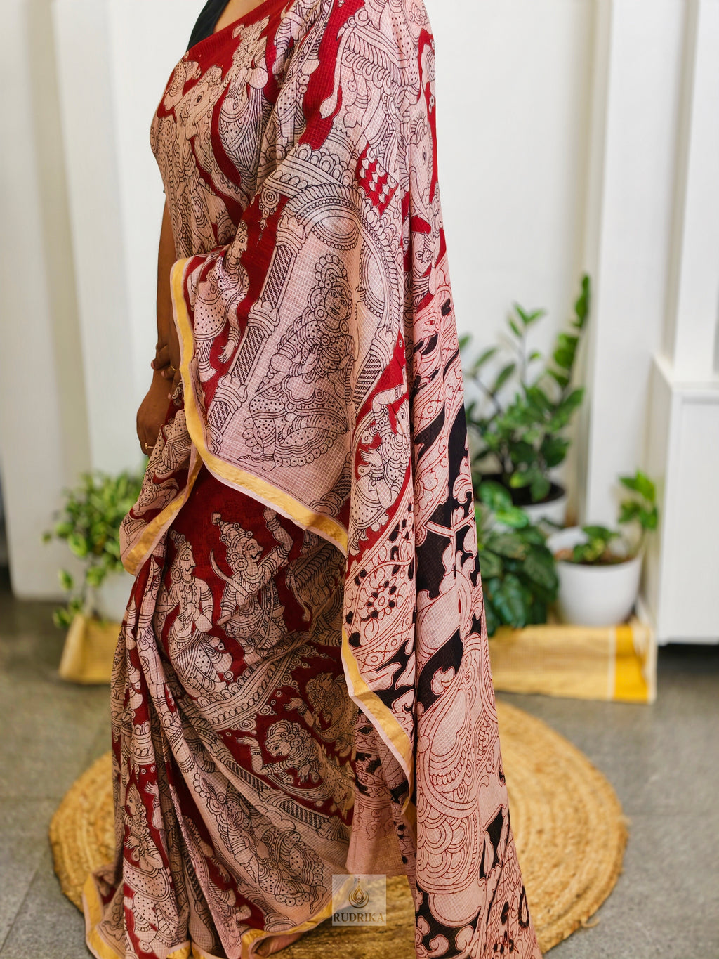 Kalamkari Kota Doria Saree