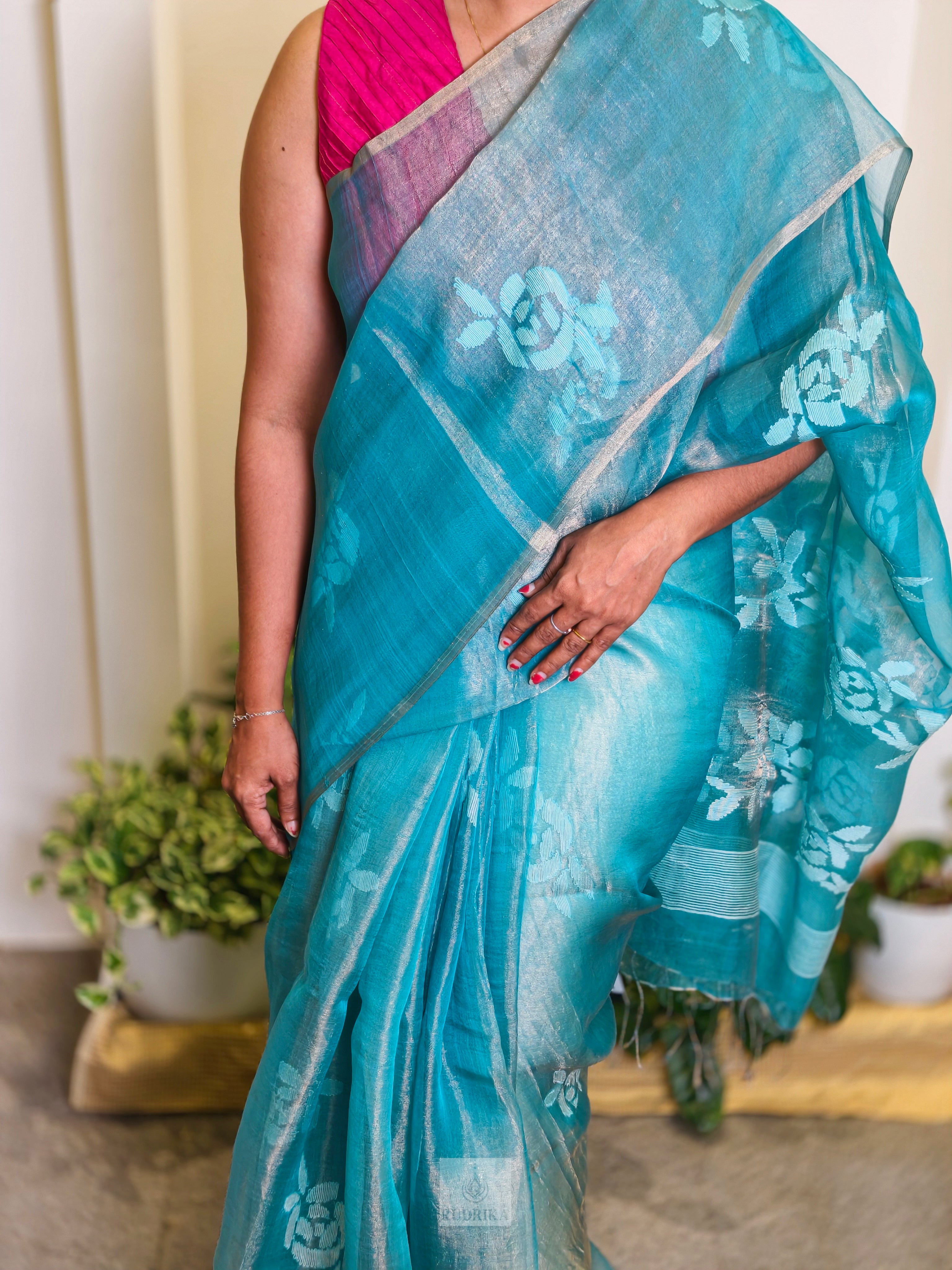 Jamdani Muslin-Tissue Silk Saree