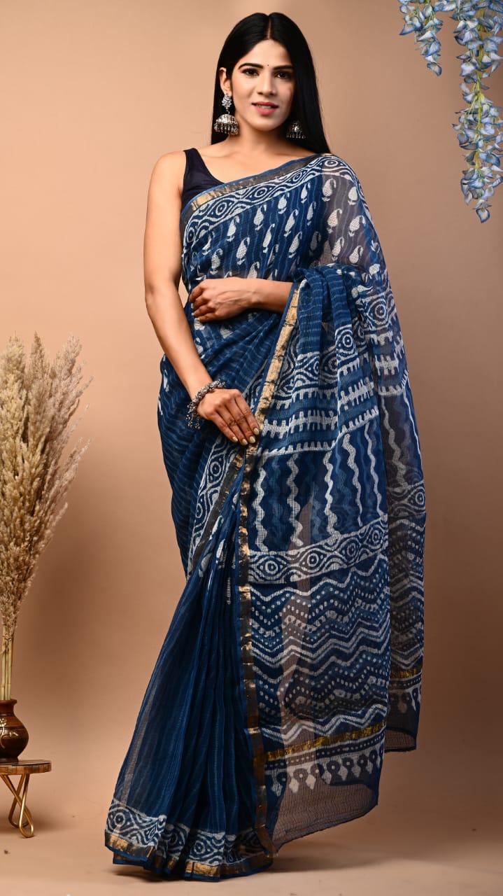 Kota Doria Sarees-Blue shades