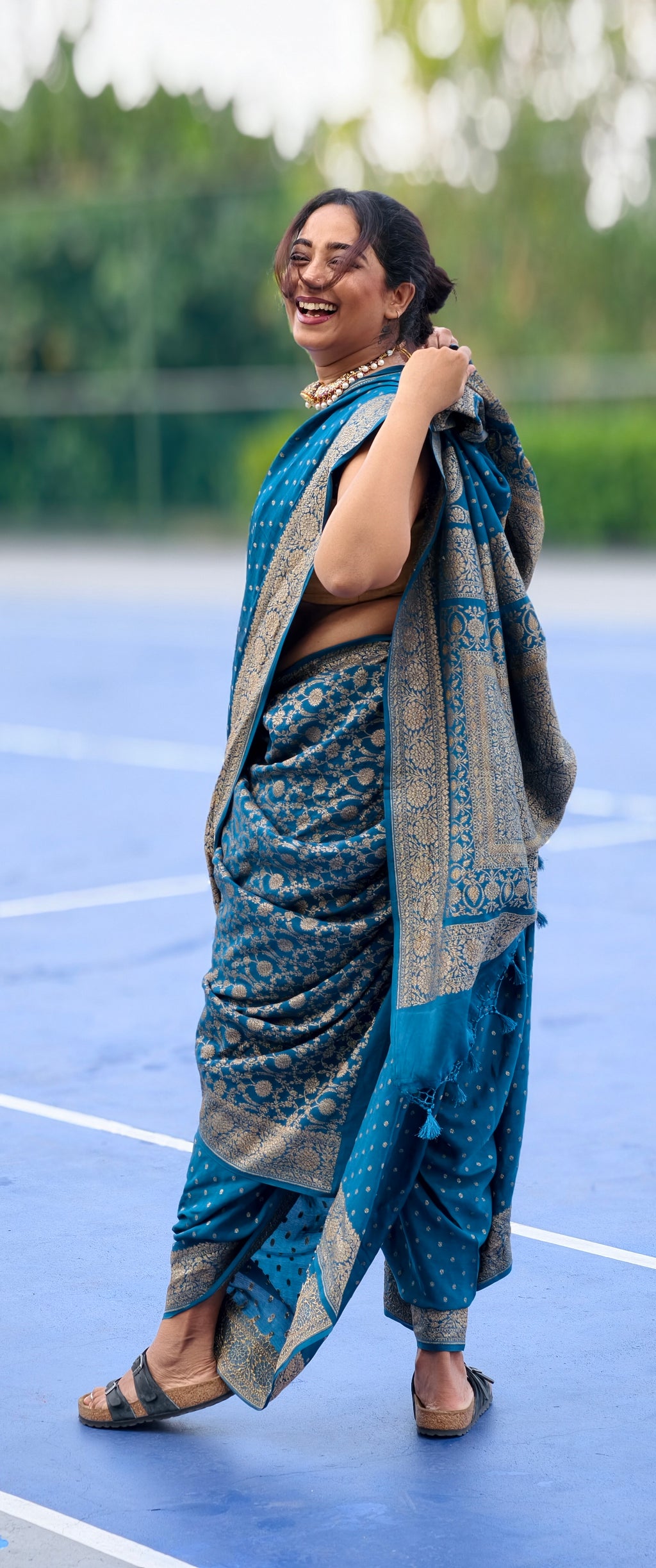 Georgette handloom banarasi - blue