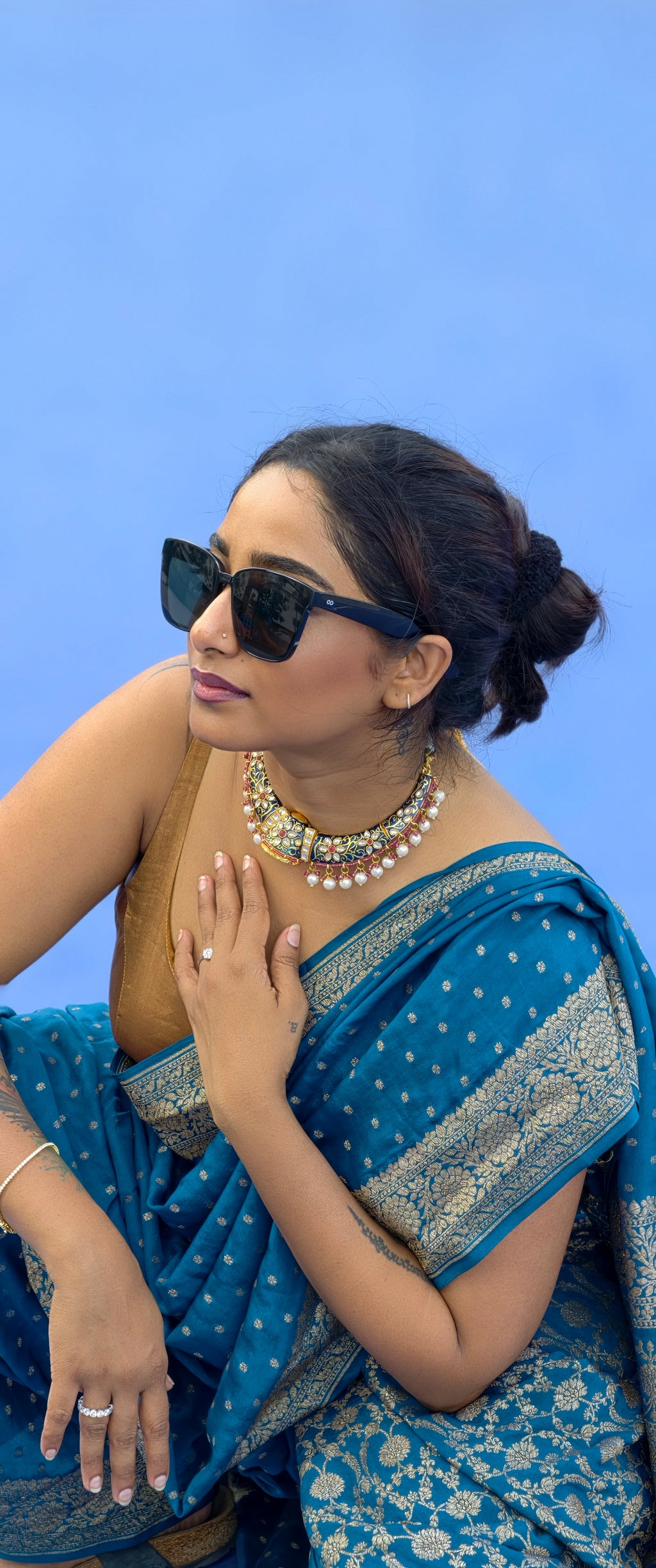 Georgette handloom banarasi - blue