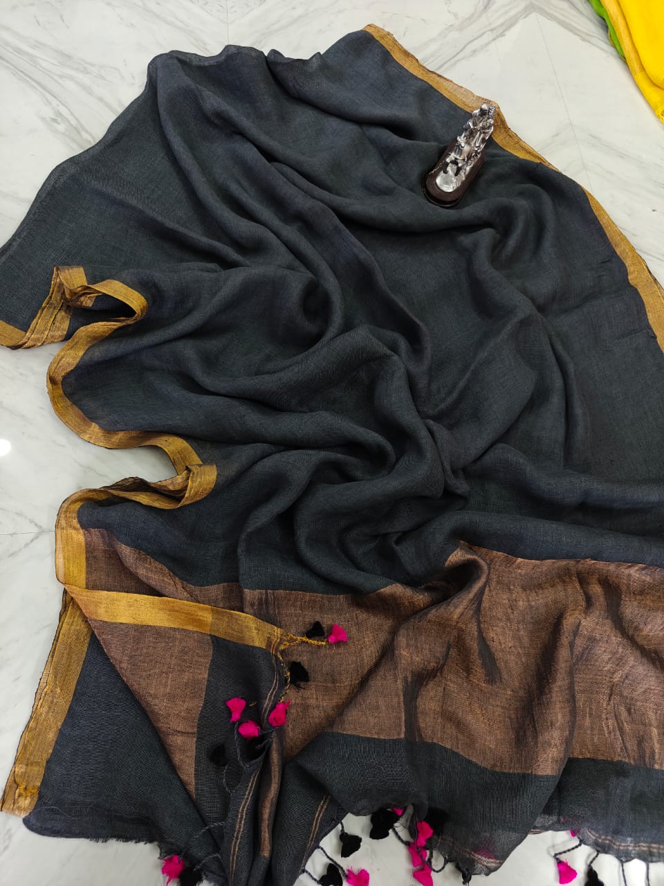 Linen with gold zari