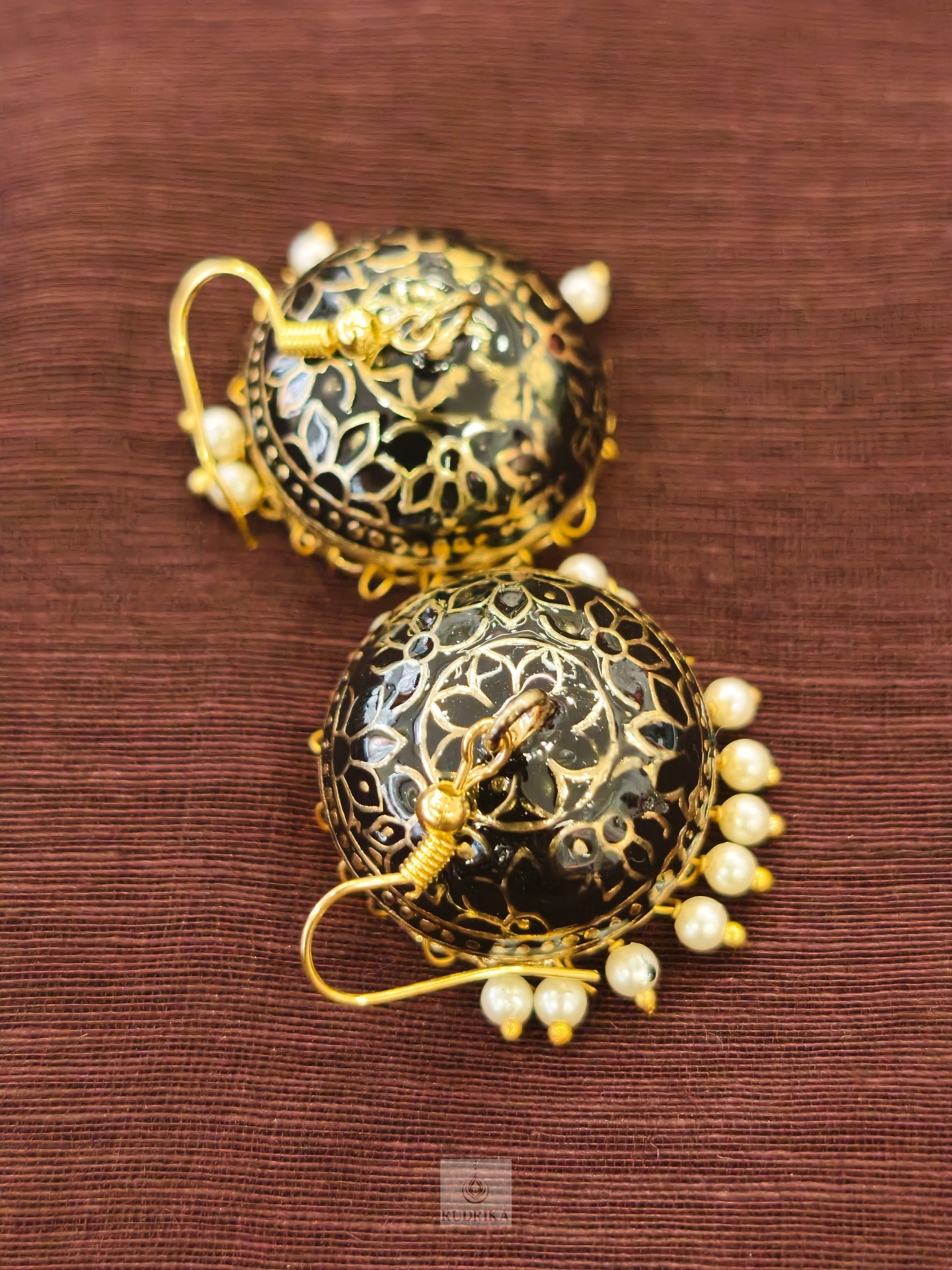 Meenakari jhumkas - single colour