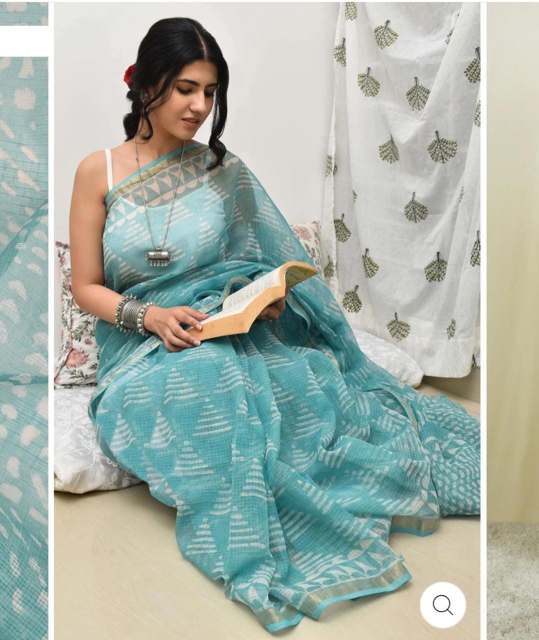Kota Doria Sarees-Blue shades