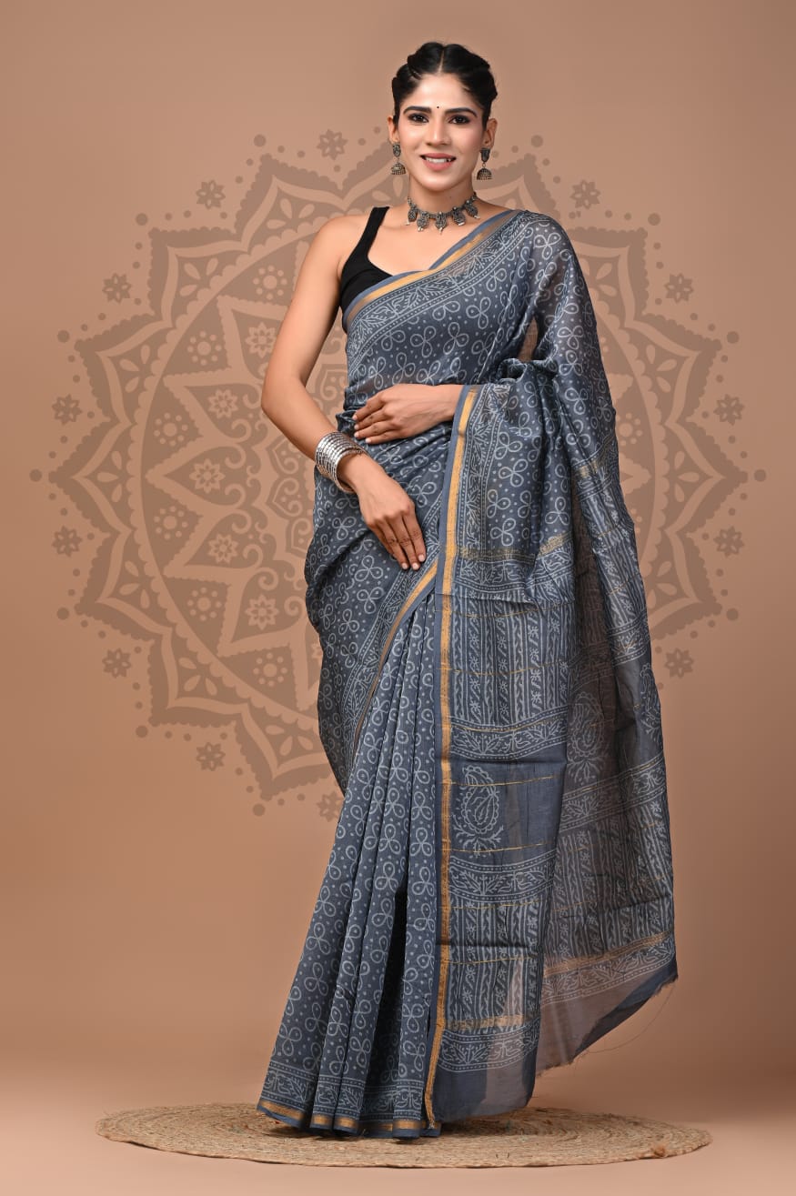 Chanderi Silk Handloom Saree - Bold prints