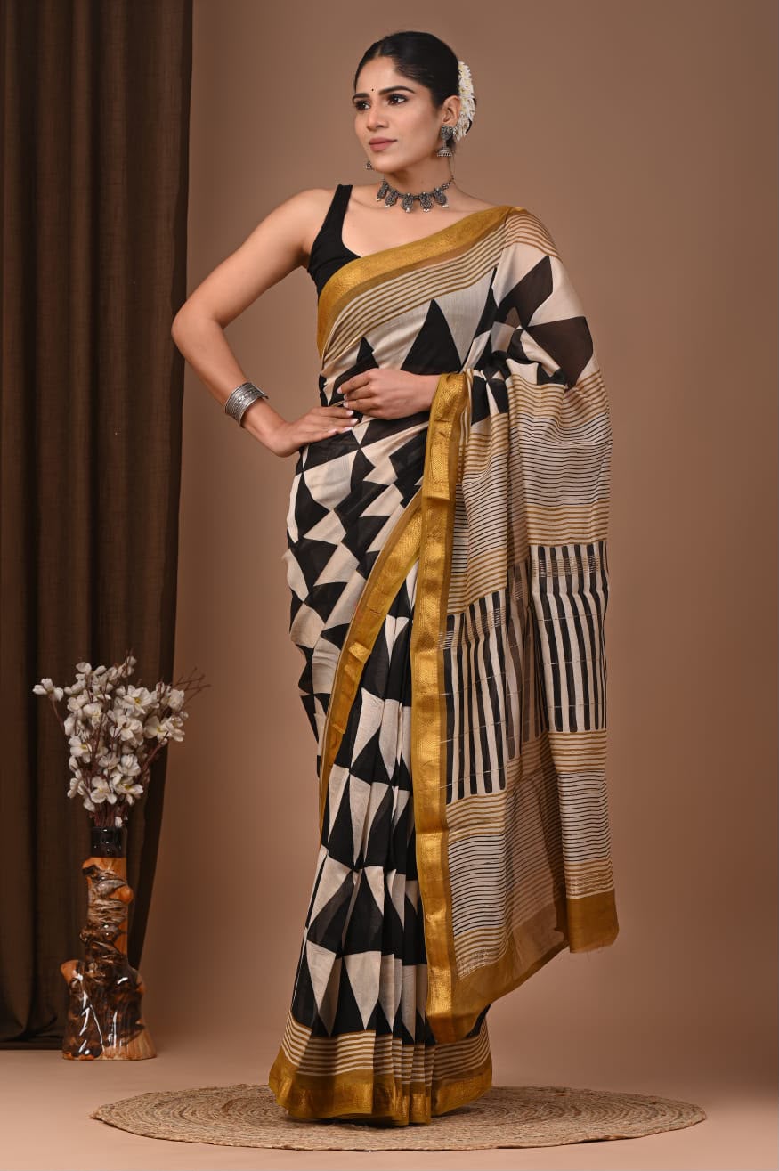 Maheshwari Silk Handloom -Geometric patterns