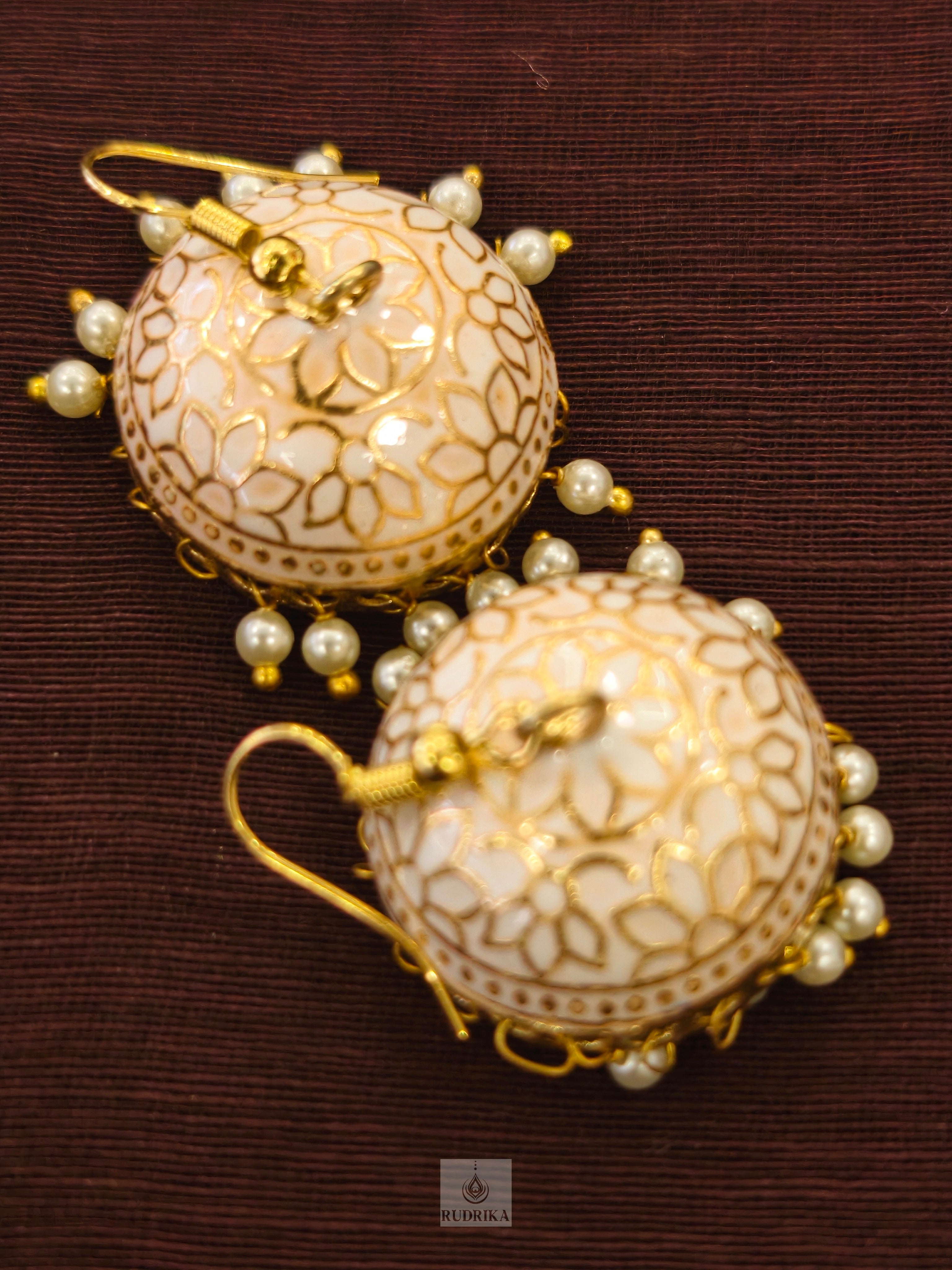 Meenakari jhumkas - single colour