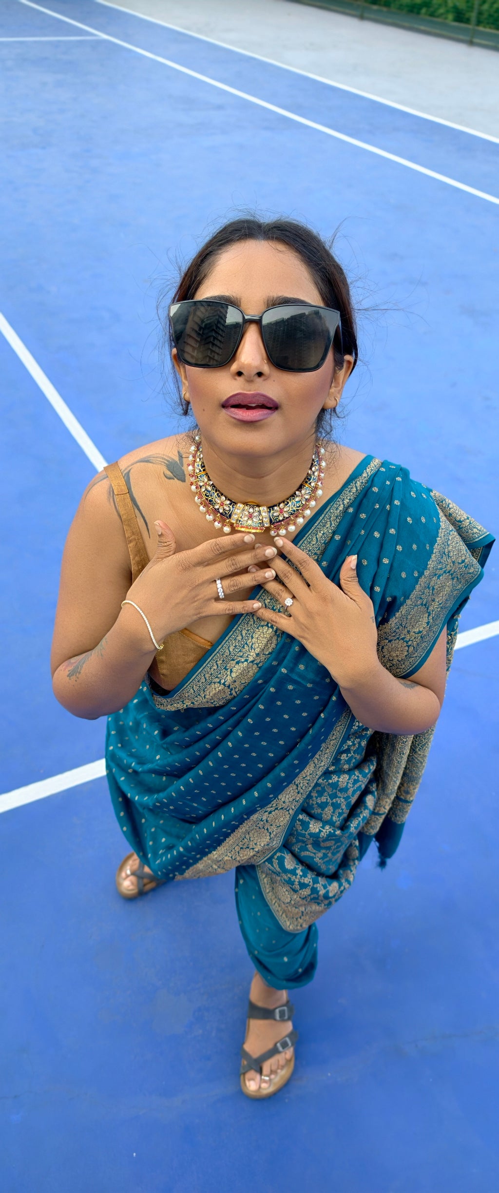 Georgette handloom banarasi - blue