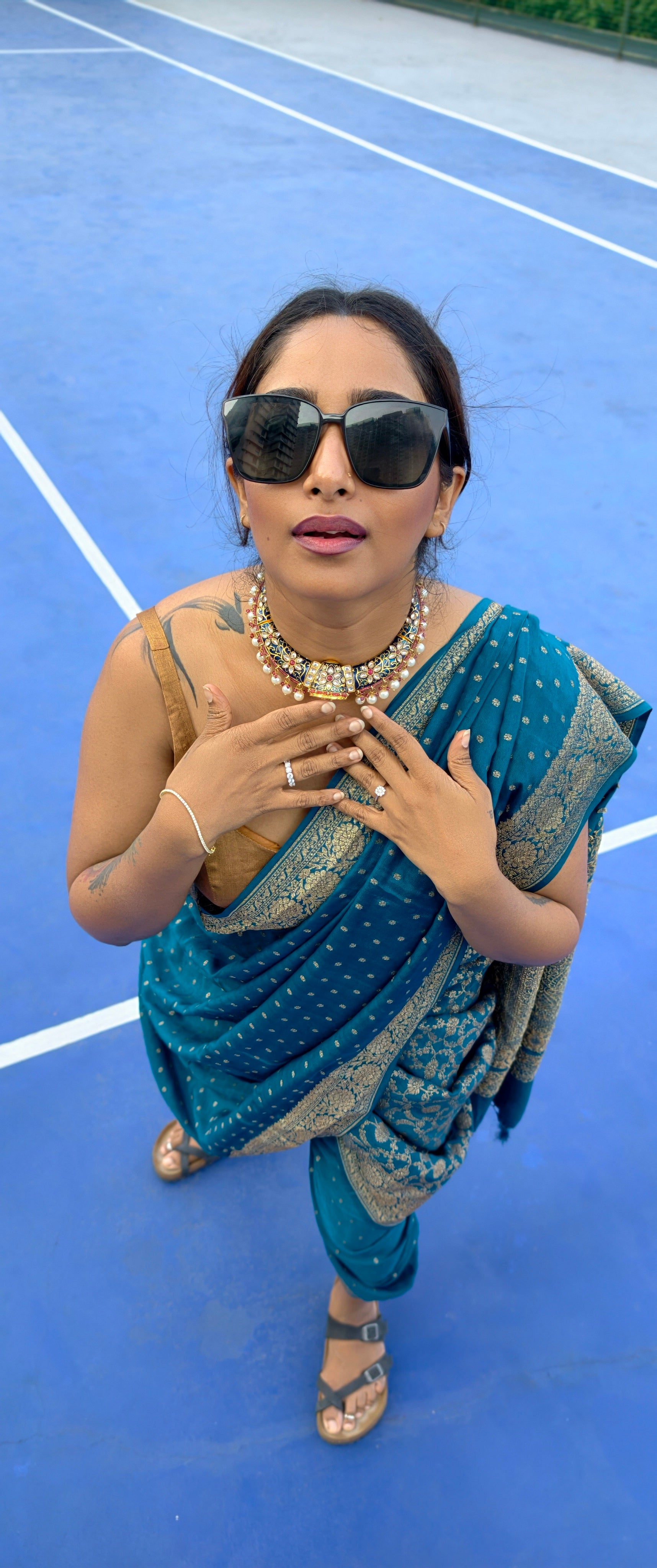 Georgette handloom banarasi - blue