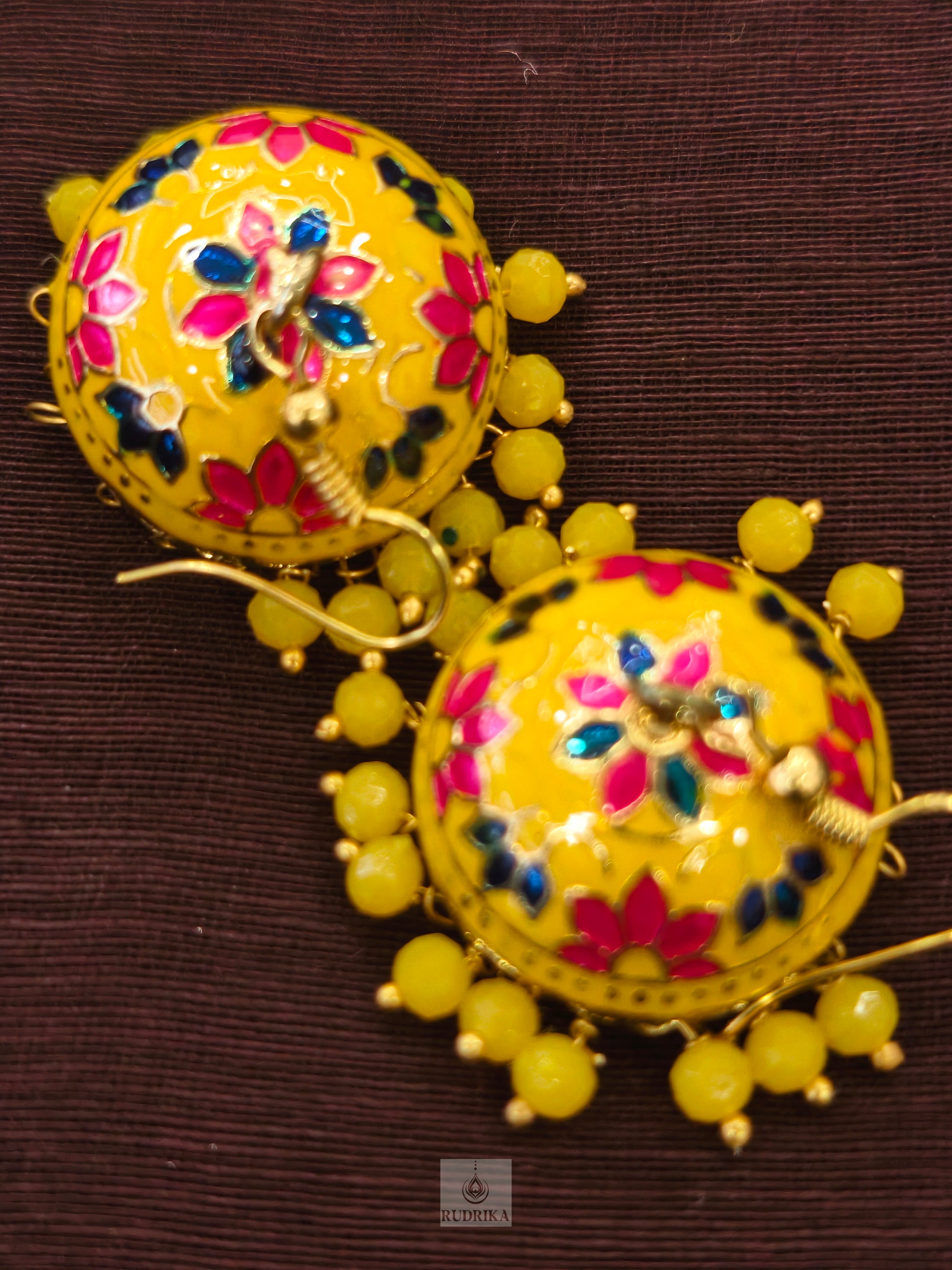 Meenakari jhumkas - multicolour