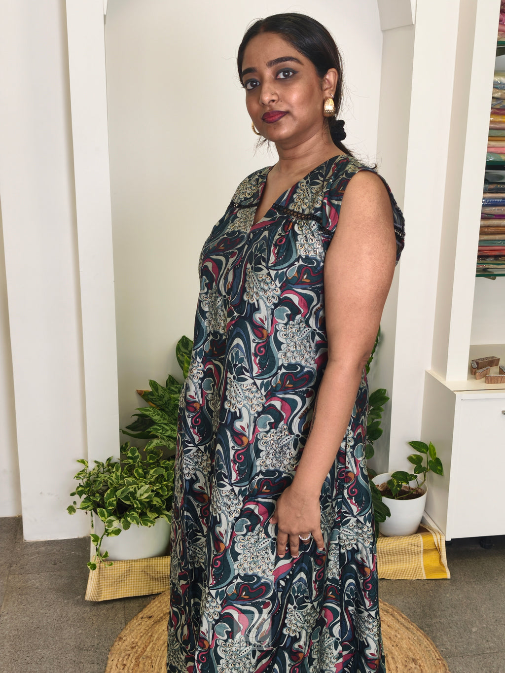 Maxi dress - silver and multi colour