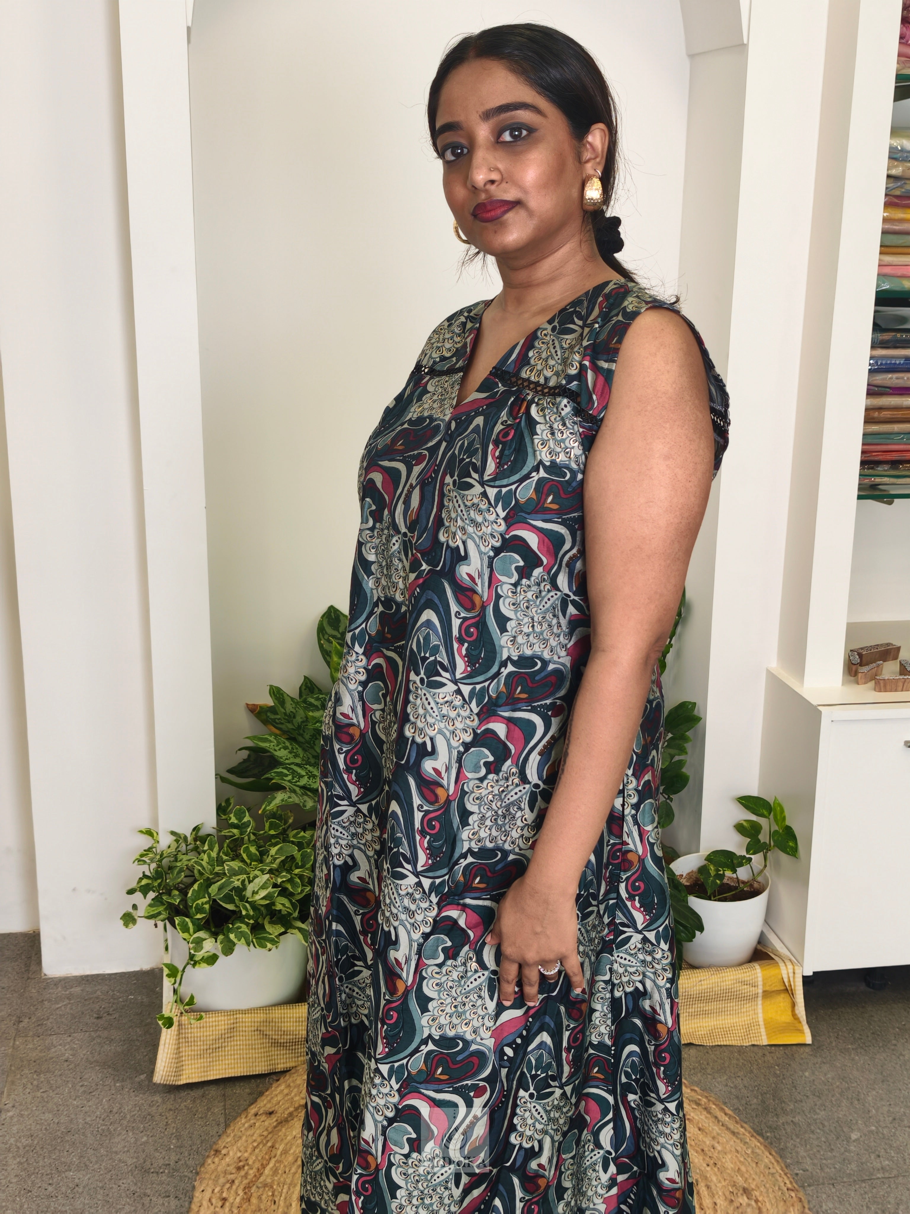 Maxi dress - silver and multi colour