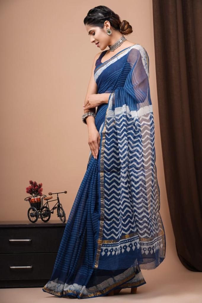 Kota Doria Sarees-Blue shades