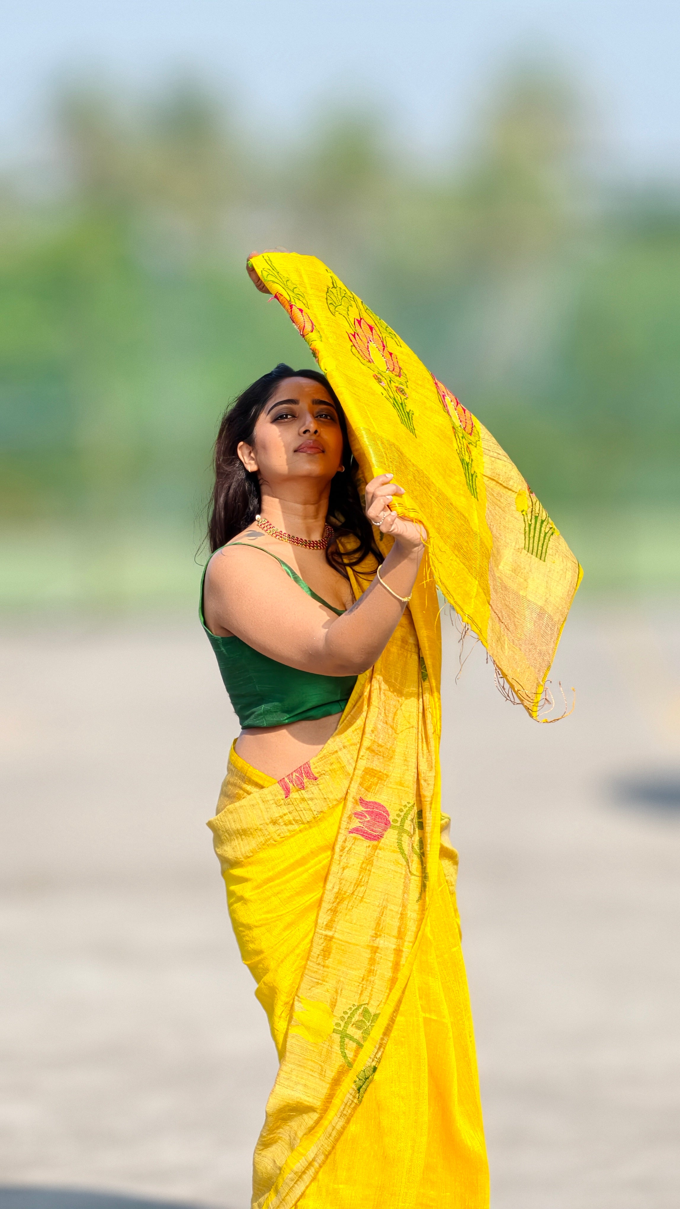 Matka silk saree - yellow