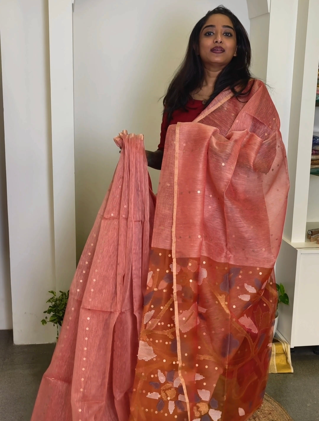 Jamdani Muslin-Tissue Silk Saree