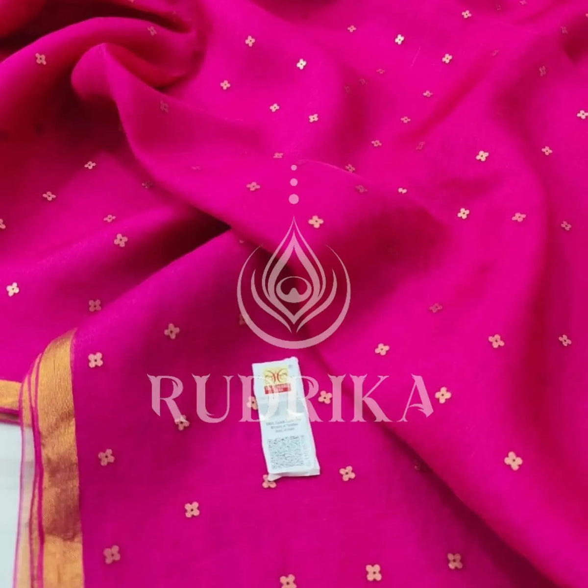 Bengal silk with needlework sequence - silk mark certified