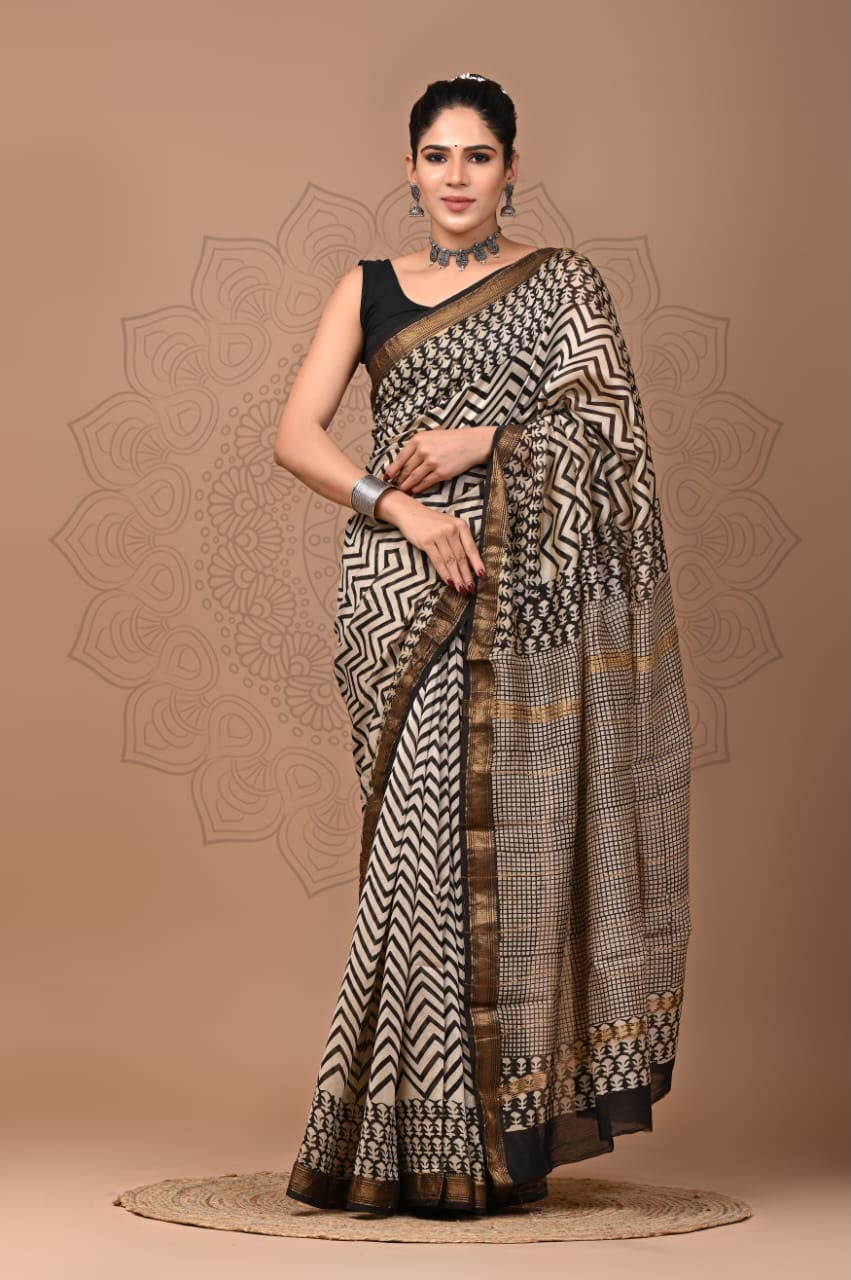 Maheshwari Silk Handloom Saree - Striped