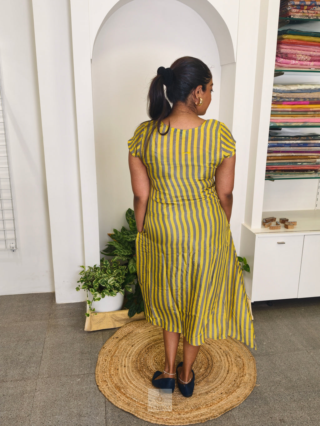 Maxi dress - yellow and ash