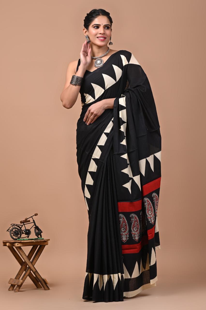 Mul Cotton Sarees- Black shades